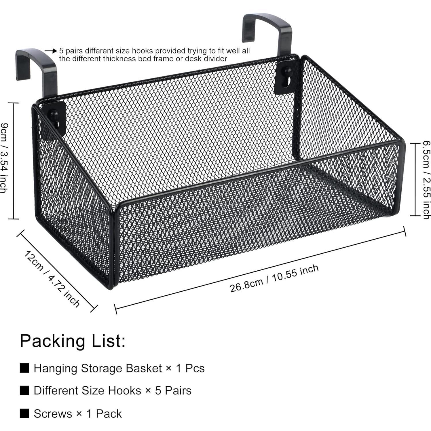 Cesta de Almacenamiento Colgante MATIMASU Negra con 5 Ganchos