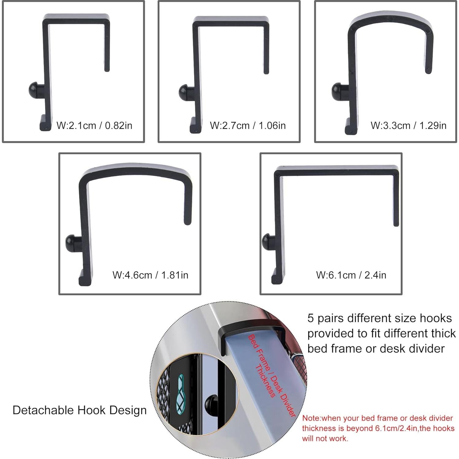 Cesta de Almacenamiento Colgante MATIMASU Negra con 5 Ganchos