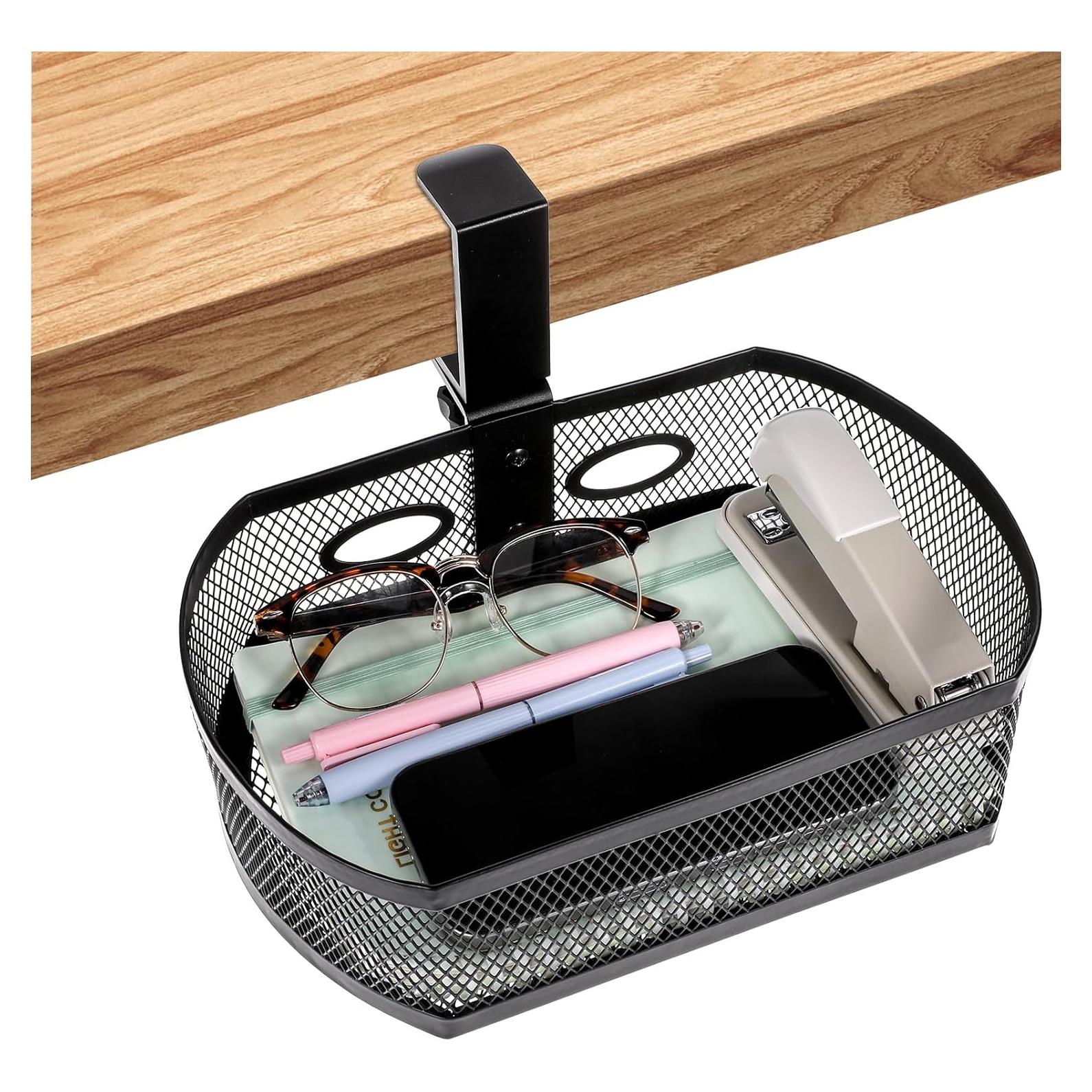 Organizador de Cajones Bajo Escritorio FdcZeyxior Negro 25x17x8cm