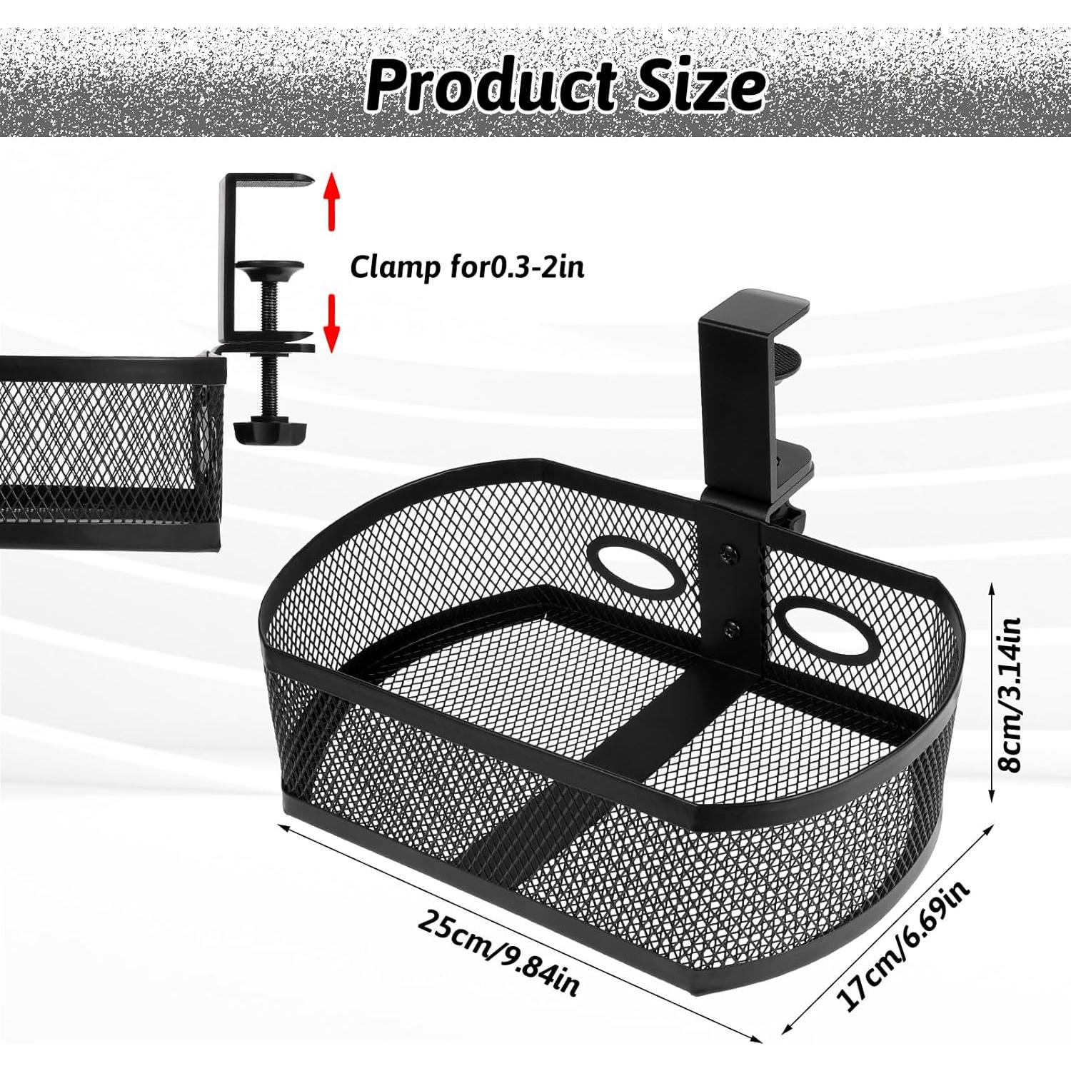 Organizador de Cajones Bajo Escritorio FdcZeyxior Negro 25x17x8cm