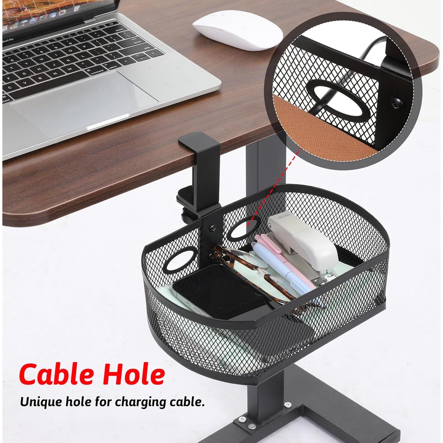 Organizador de Cajones Bajo Escritorio FdcZeyxior Negro 25x17x8cm