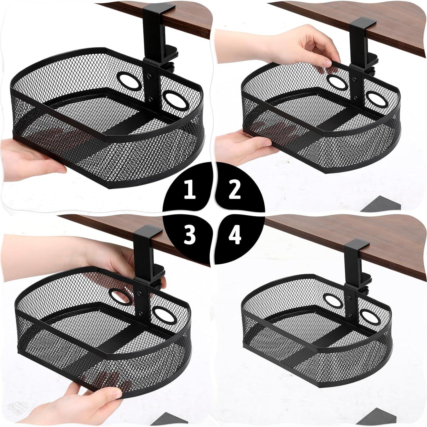 Organizador de Cajones Bajo Escritorio FdcZeyxior Negro 25x17x8cm