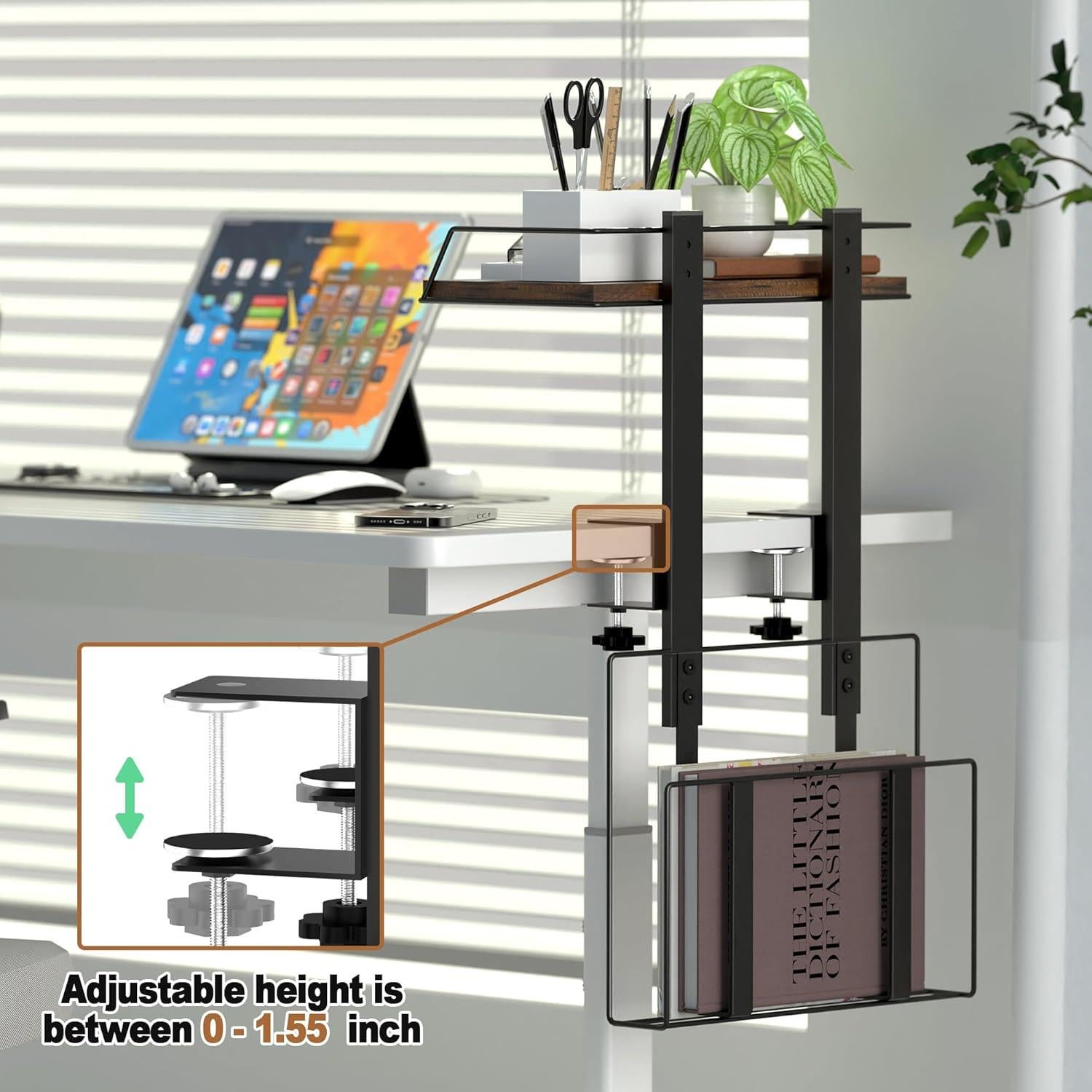 Estante de Escritorio Invech Ajustable con Abrazadera y Cesta