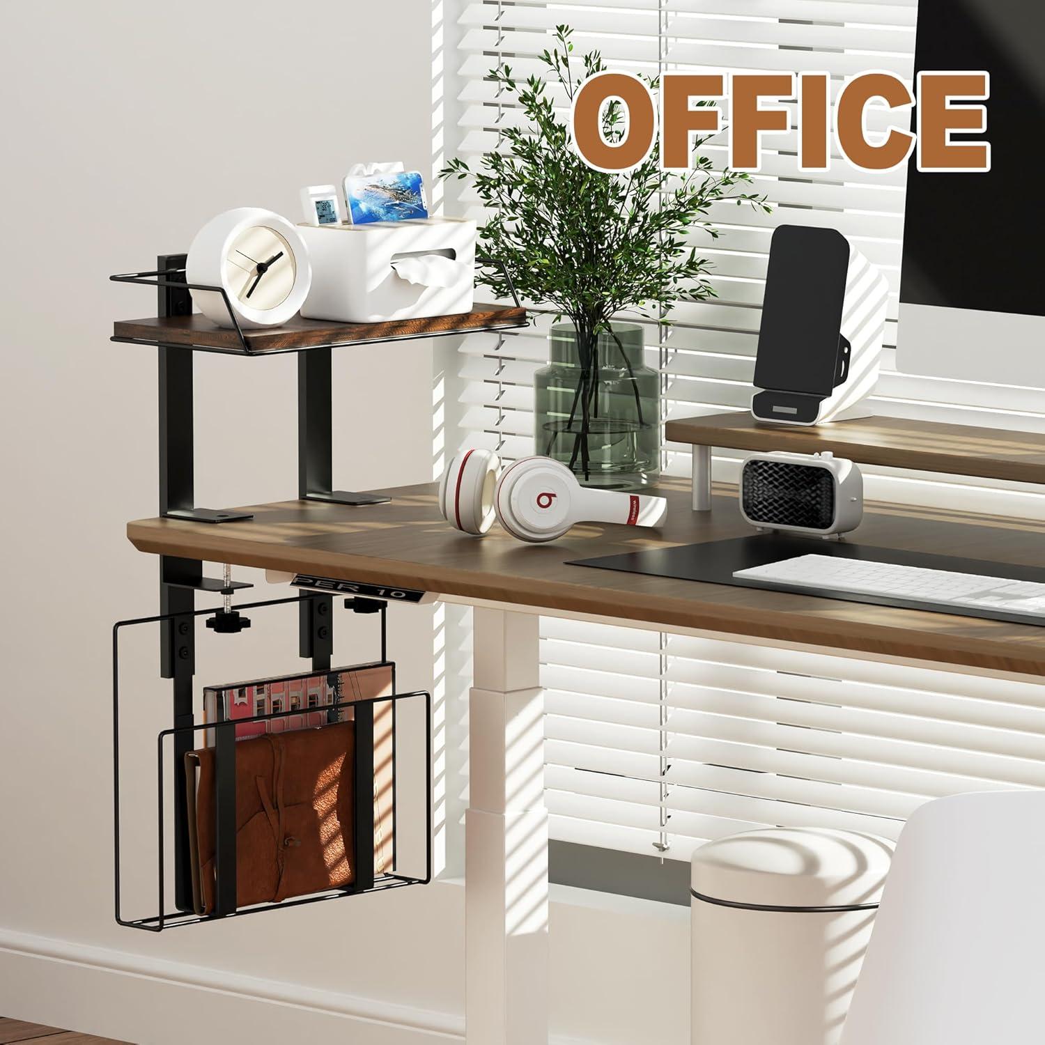 Estante de Escritorio Invech Ajustable con Abrazadera y Cesta