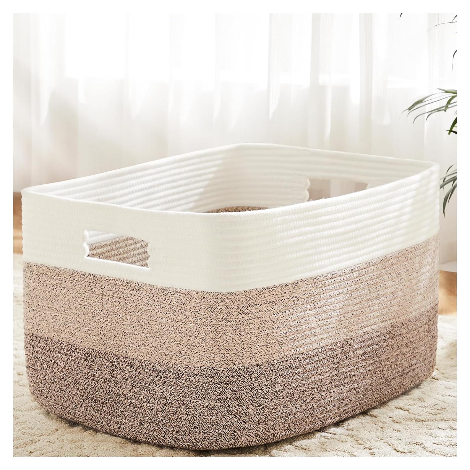 Cesta de Almacenamiento Artfeel 65L Algodón Marrón Rectangular
