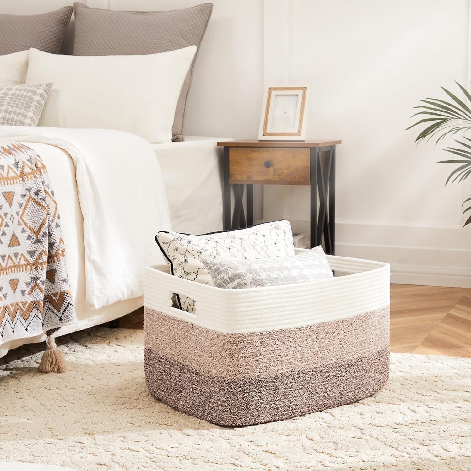 Cesta de Almacenamiento Artfeel 65L Algodón Marrón Rectangular