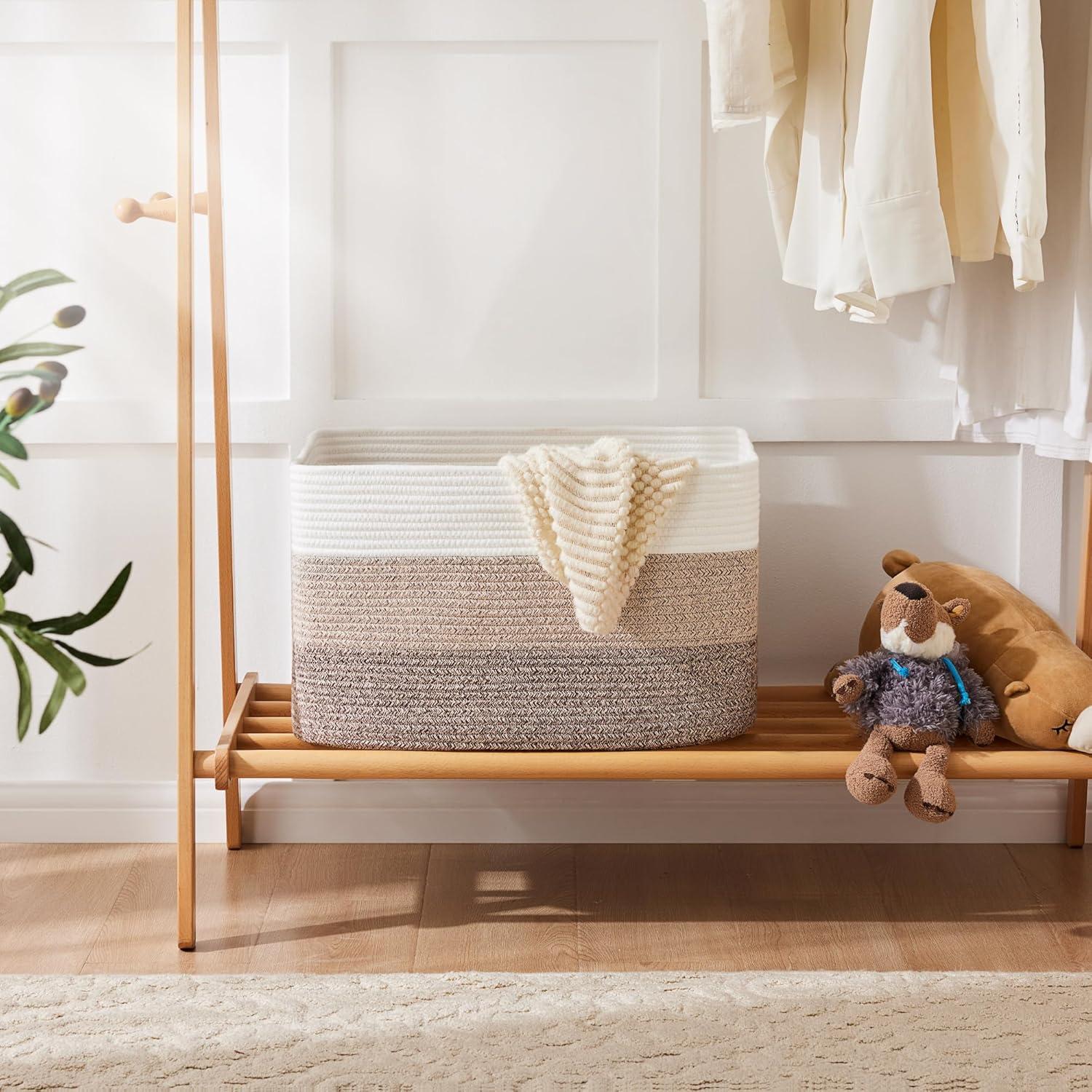 Cesta de Almacenamiento Artfeel 65L Algodón Marrón Rectangular