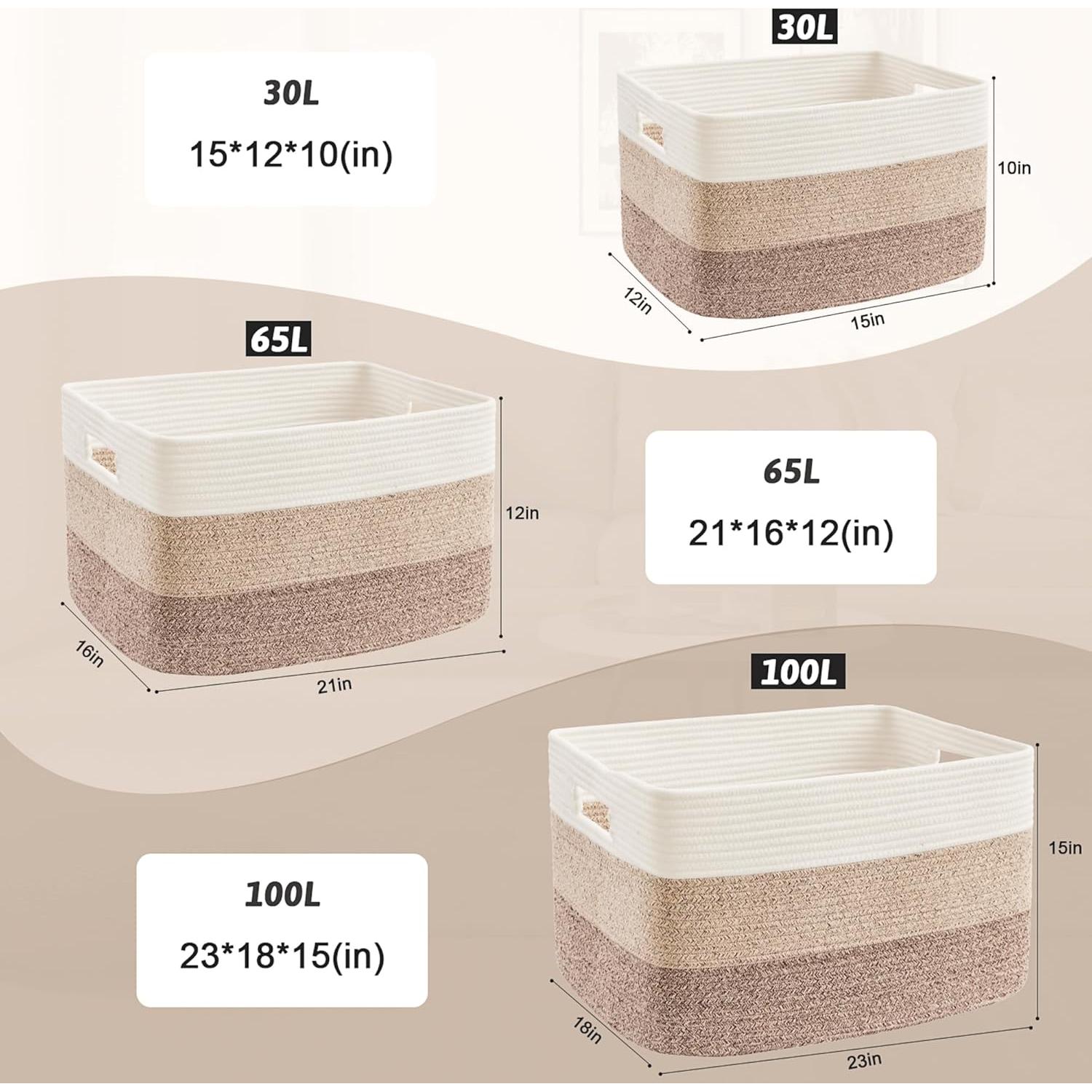 Cesta de Almacenamiento Artfeel 65L Algodón Marrón Rectangular