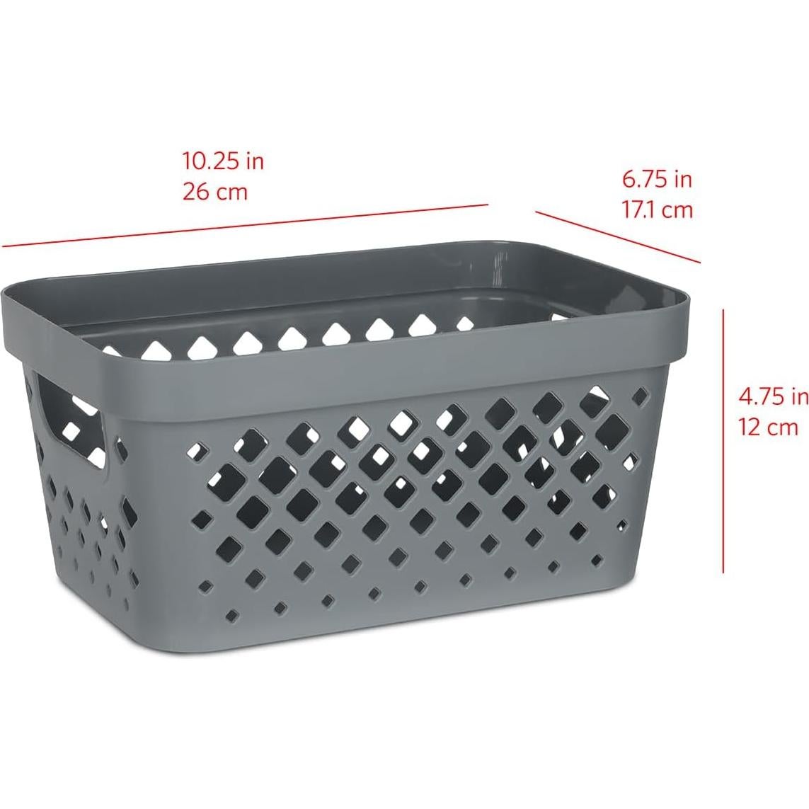 Cesta de Plástico Glad Apilable 3.79L Gris con Mangos