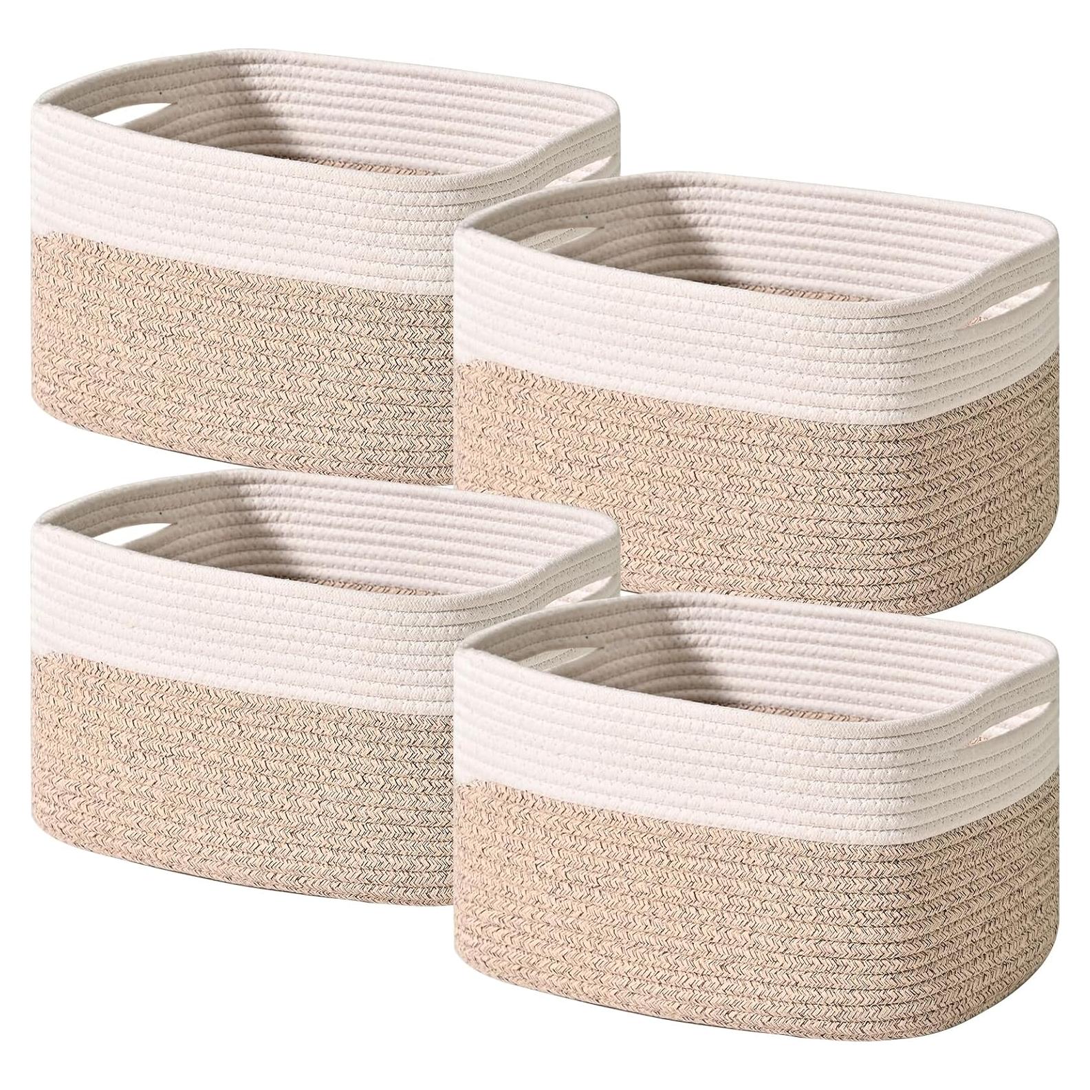 Cestas de Almacenamiento ICERZCZ 4 Piezas Algodón 15L