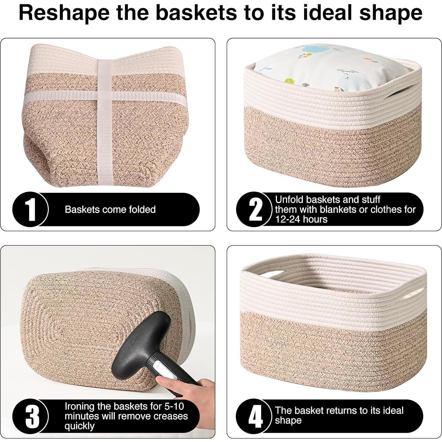 Cestas de Almacenamiento ICERZCZ 4 Piezas Algodón 15L