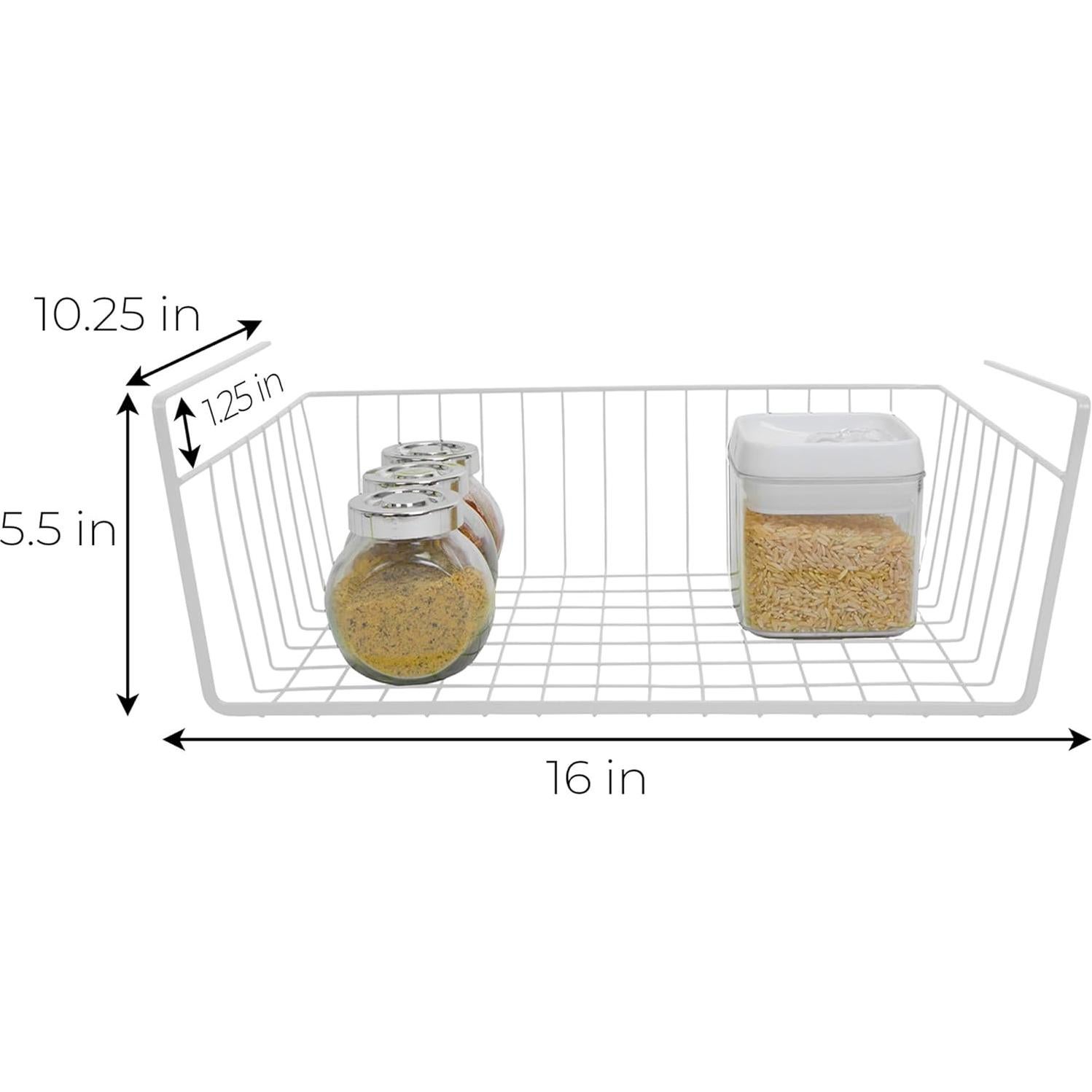 Cesta de Almacenamiento Bajo Estante Diseño Inteligente - 6 Pzas - 40.6x14 cm - Blanca