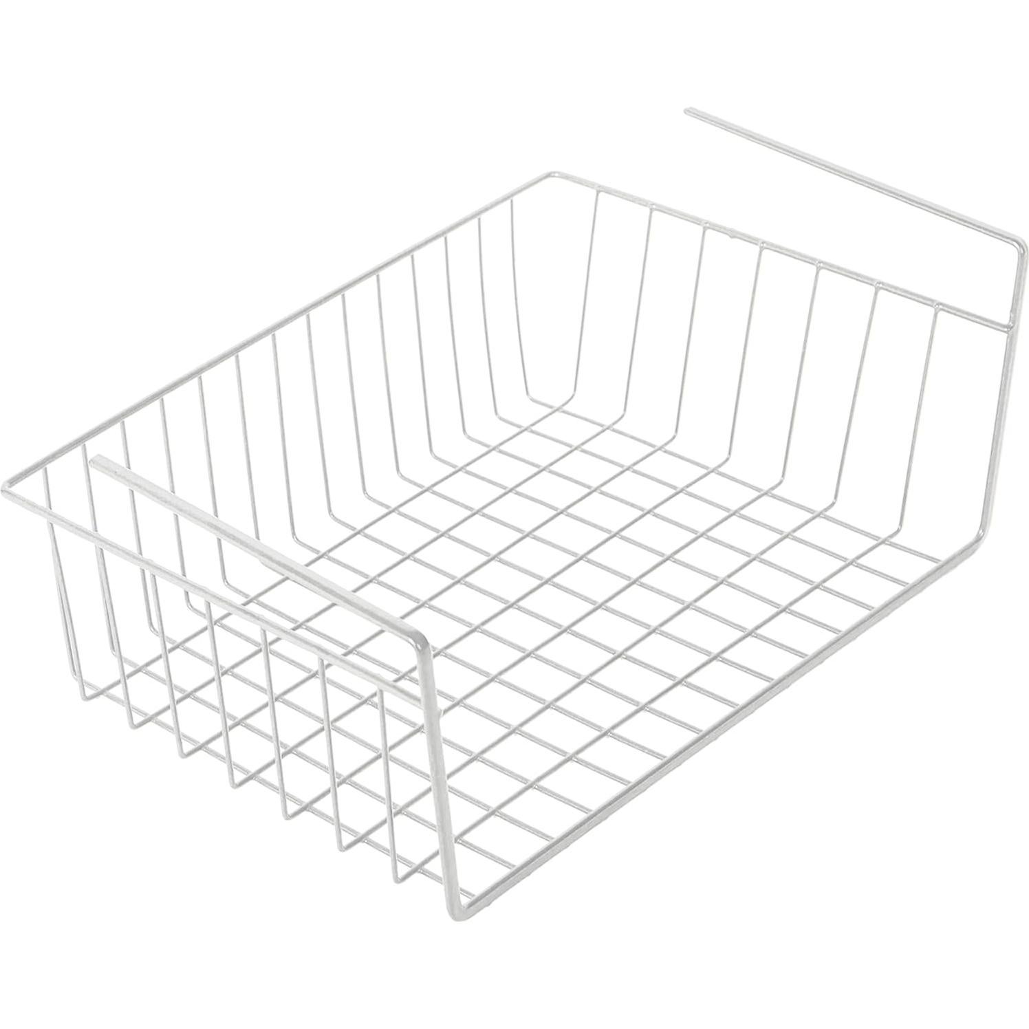 Cesta de Almacenamiento Bajo Estante Diseño Inteligente - 6 Pzas - 40.6x14 cm - Blanca