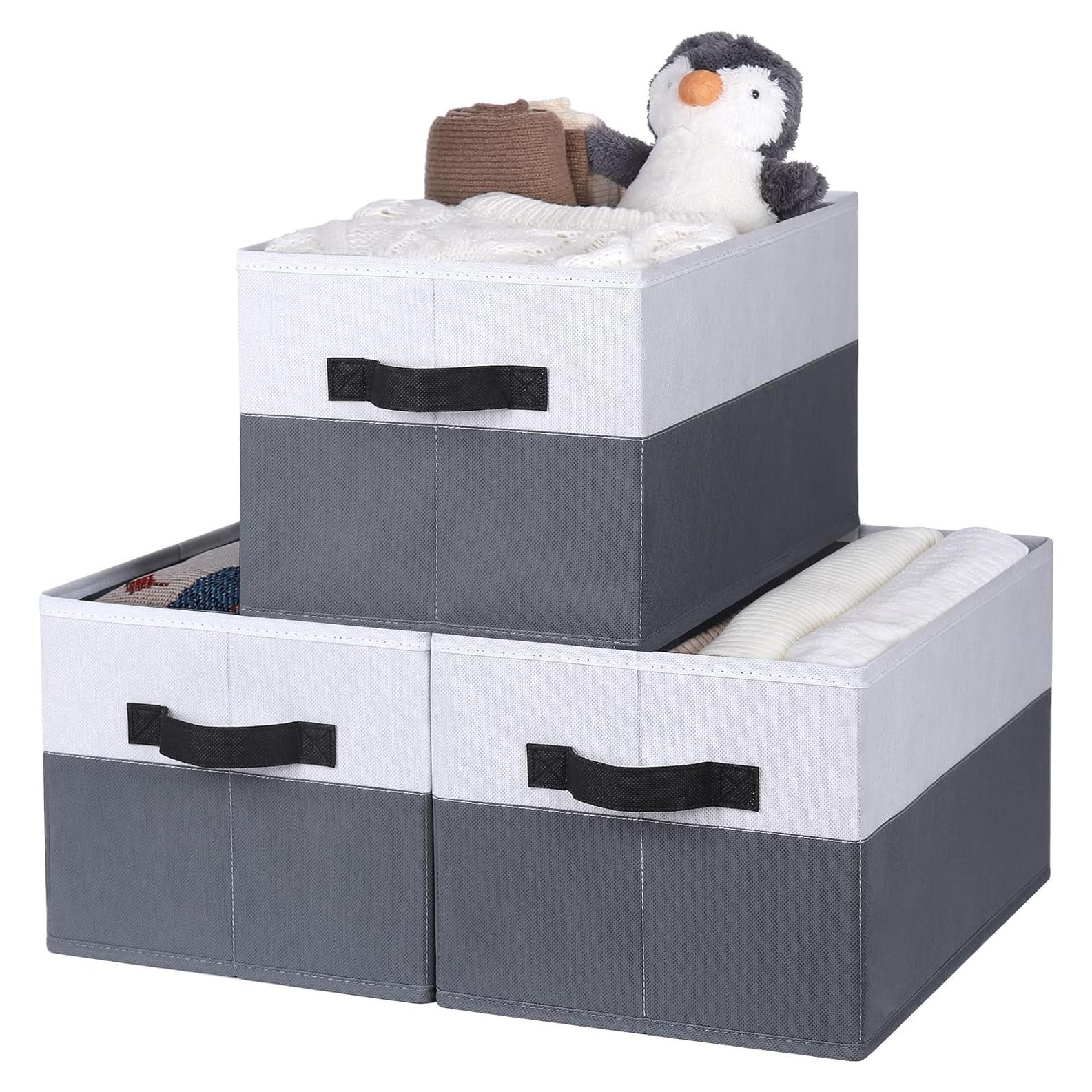 Cestas de Almacenamiento WUIKE 3-Pack Grande Gris/Blanco 21L