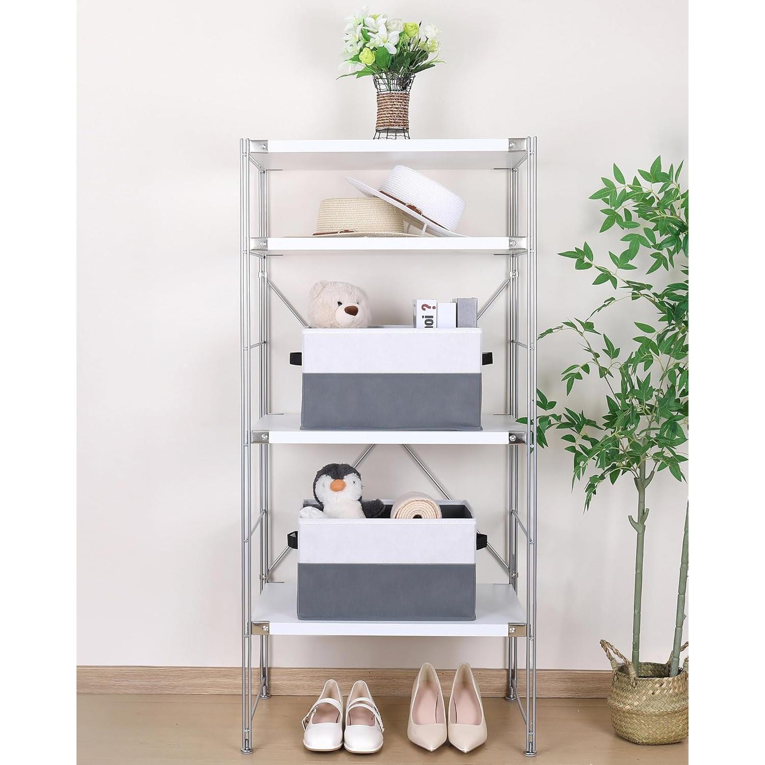 Cestas de Almacenamiento WUIKE 3-Pack Grande Gris/Blanco 21L