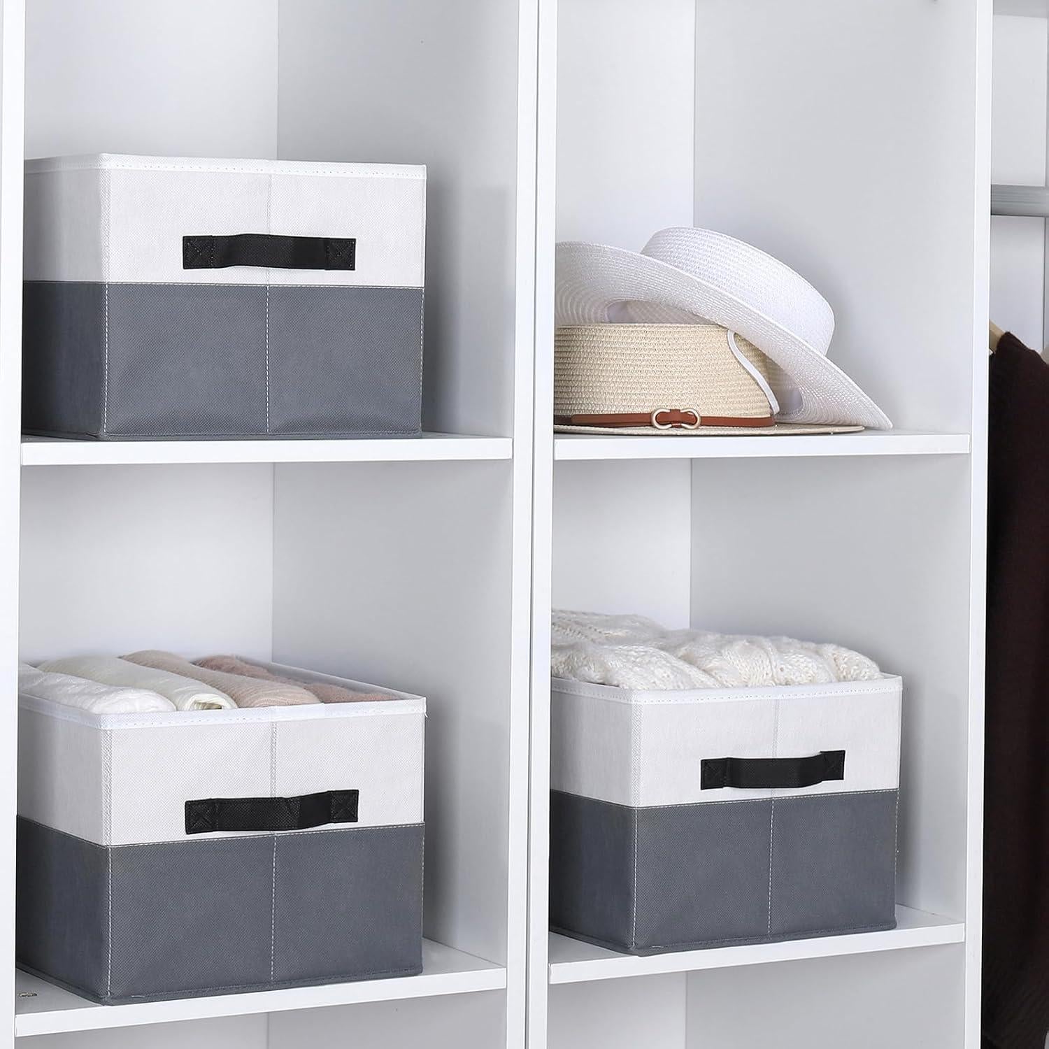 Cestas de Almacenamiento WUIKE 3-Pack Grande Gris/Blanco 21L