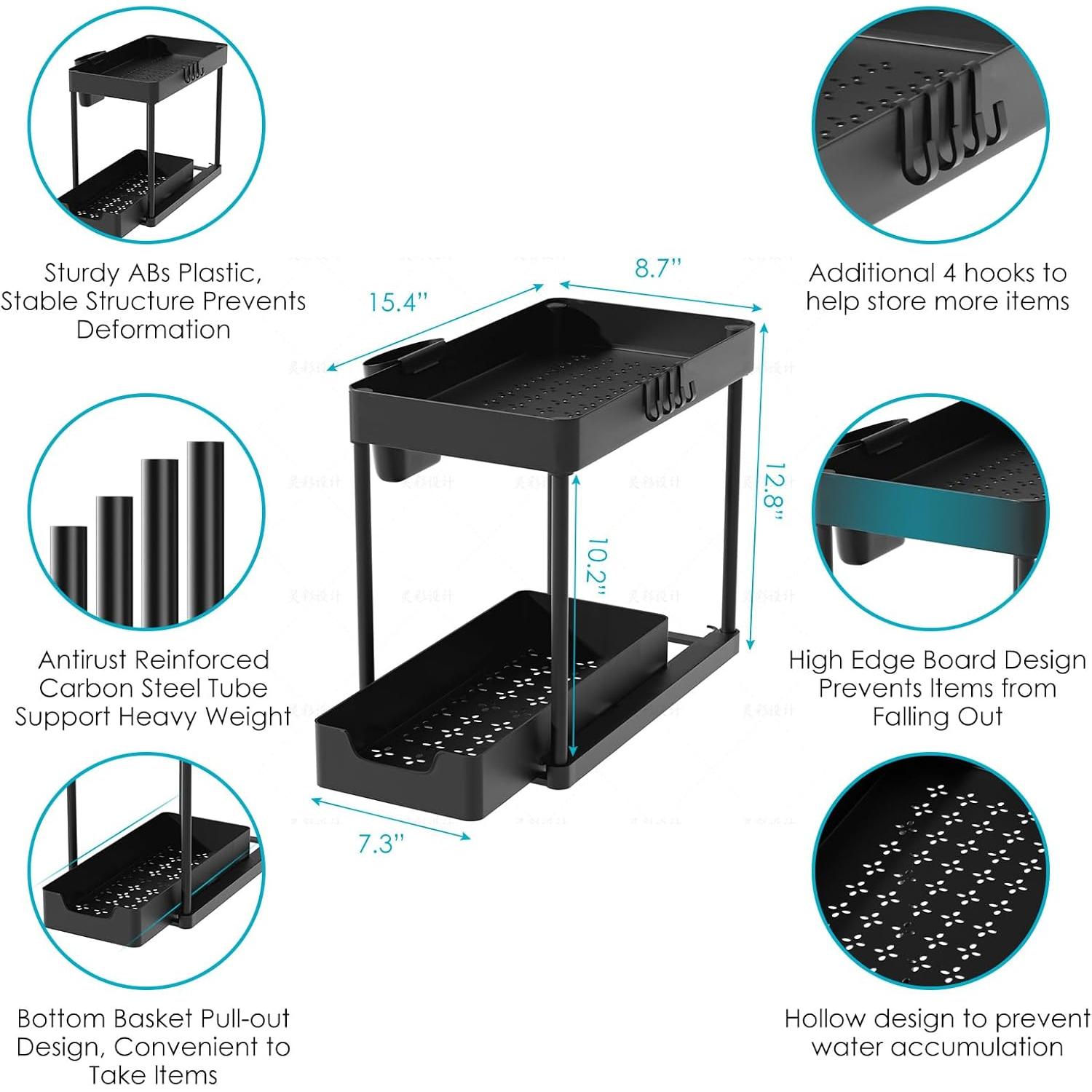Organizador de Bajo Fregadero MERJULAN 2 Niveles Negro