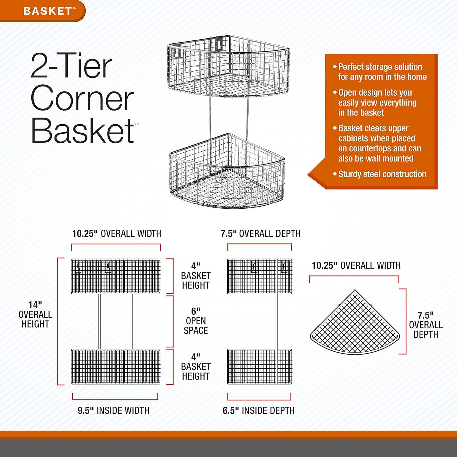 Cesta Esquinera 2 Niveles Spectrum Diversified Níquel Satinado