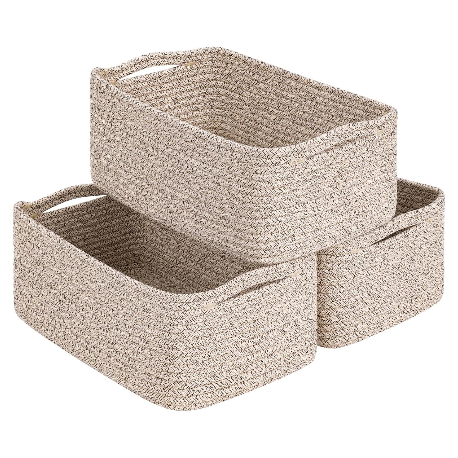 Cestas de Almacenamiento Goodpick 33x20x13 cm 3 Piezas Algodón