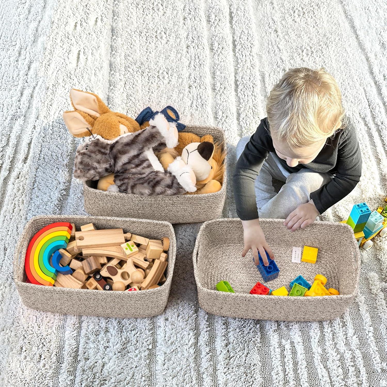 Cestas de Almacenamiento Goodpick 33x20x13 cm 3 Piezas Algodón