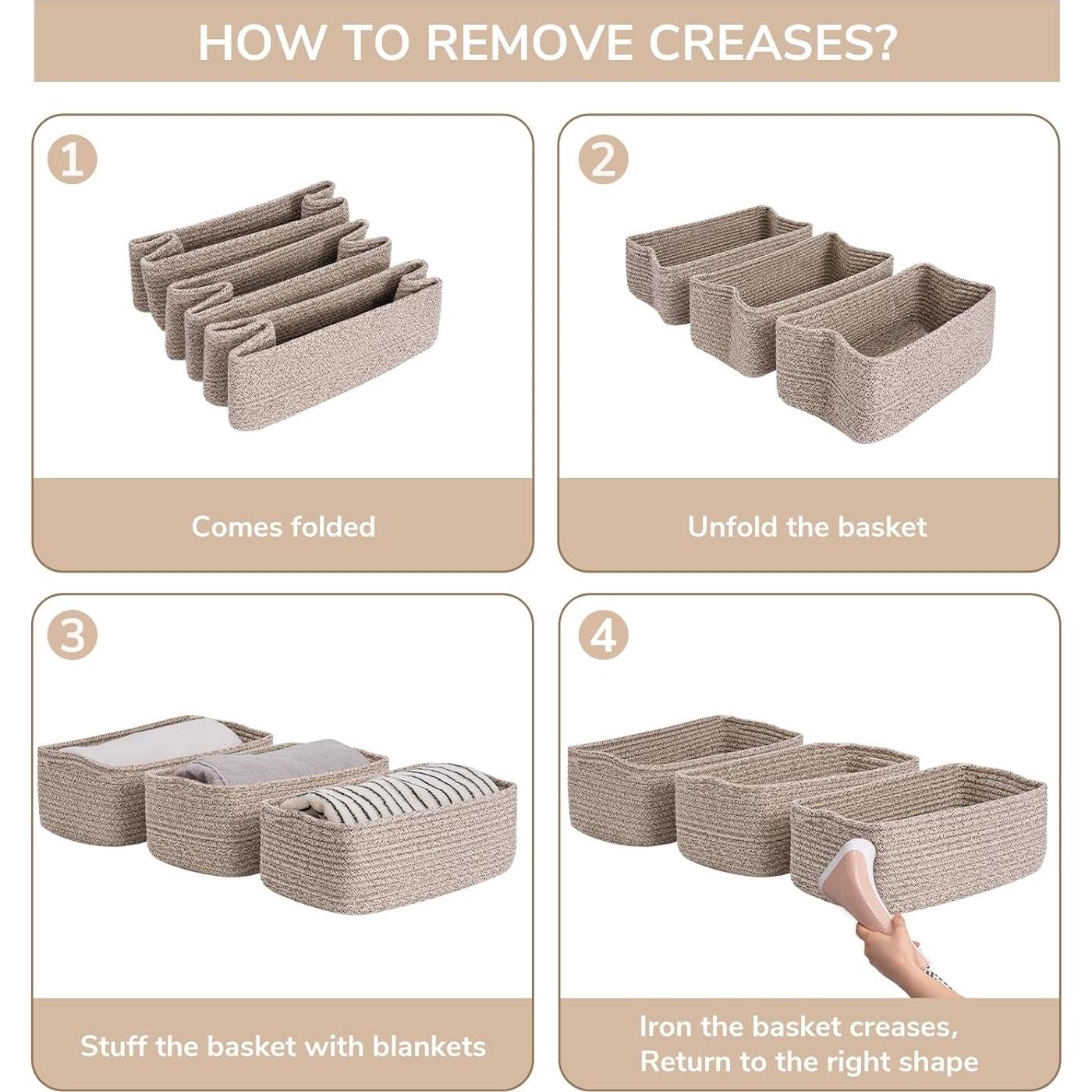 Cestas de Almacenamiento Goodpick 33x20x13 cm 3 Piezas Algodón