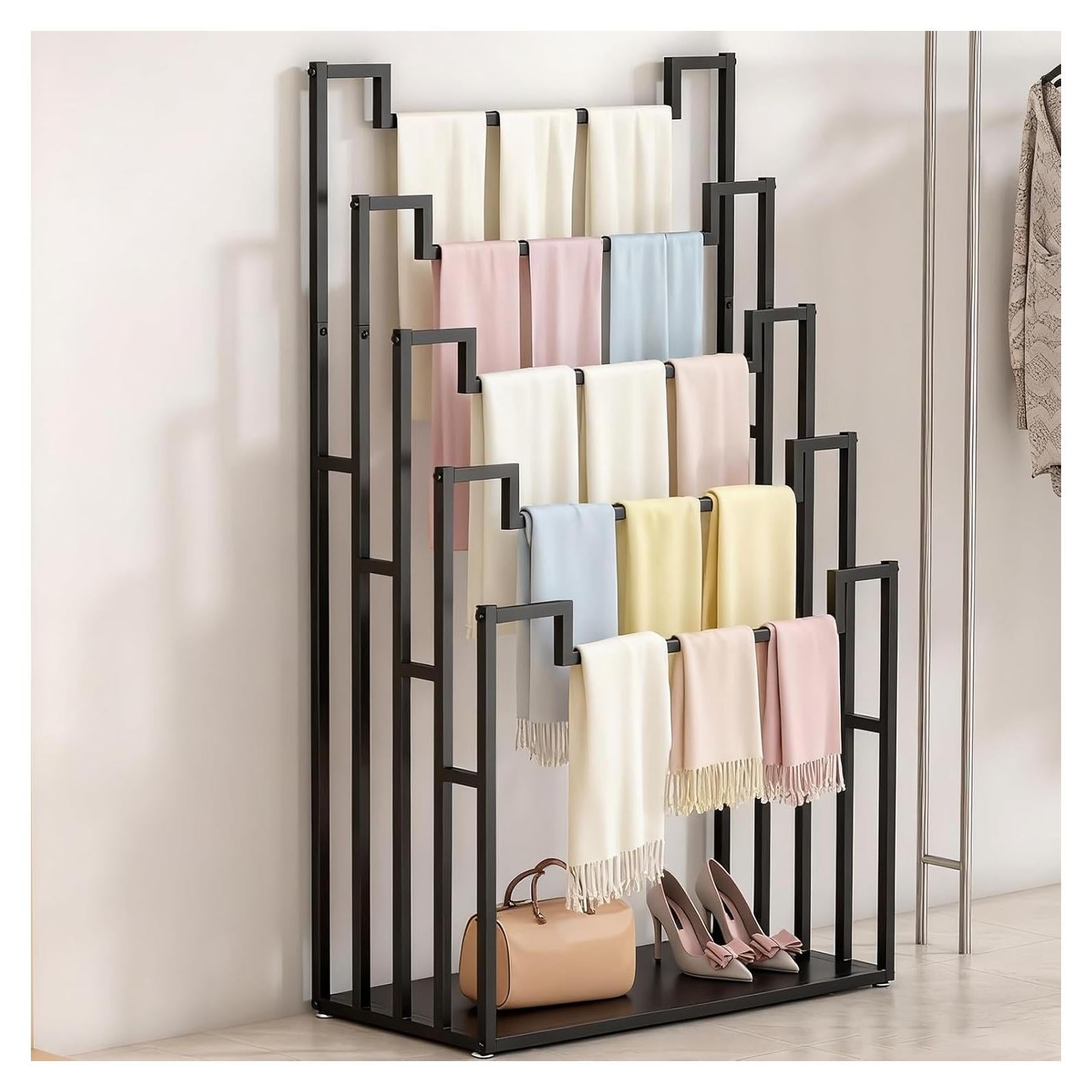 Soporte de Exhibición de Bufandas Tonchean 5 Niveles Metal Negro