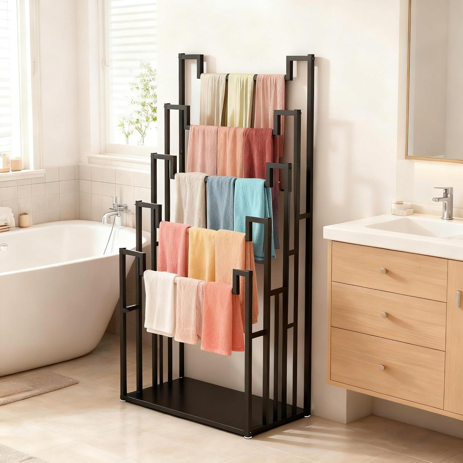 Soporte de Exhibición de Bufandas Tonchean 5 Niveles Metal Negro