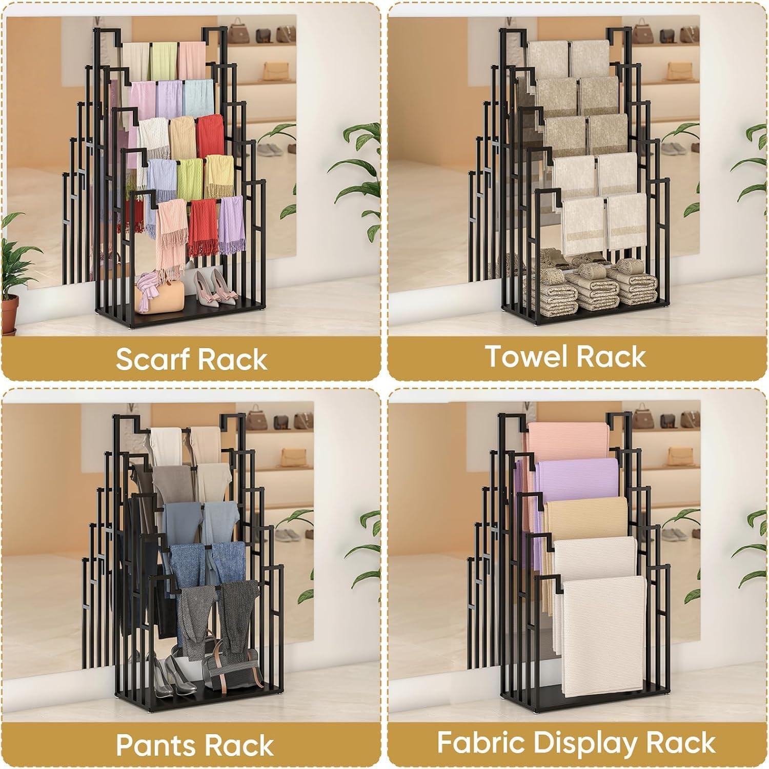 Soporte de Exhibición de Bufandas Tonchean 5 Niveles Metal Negro