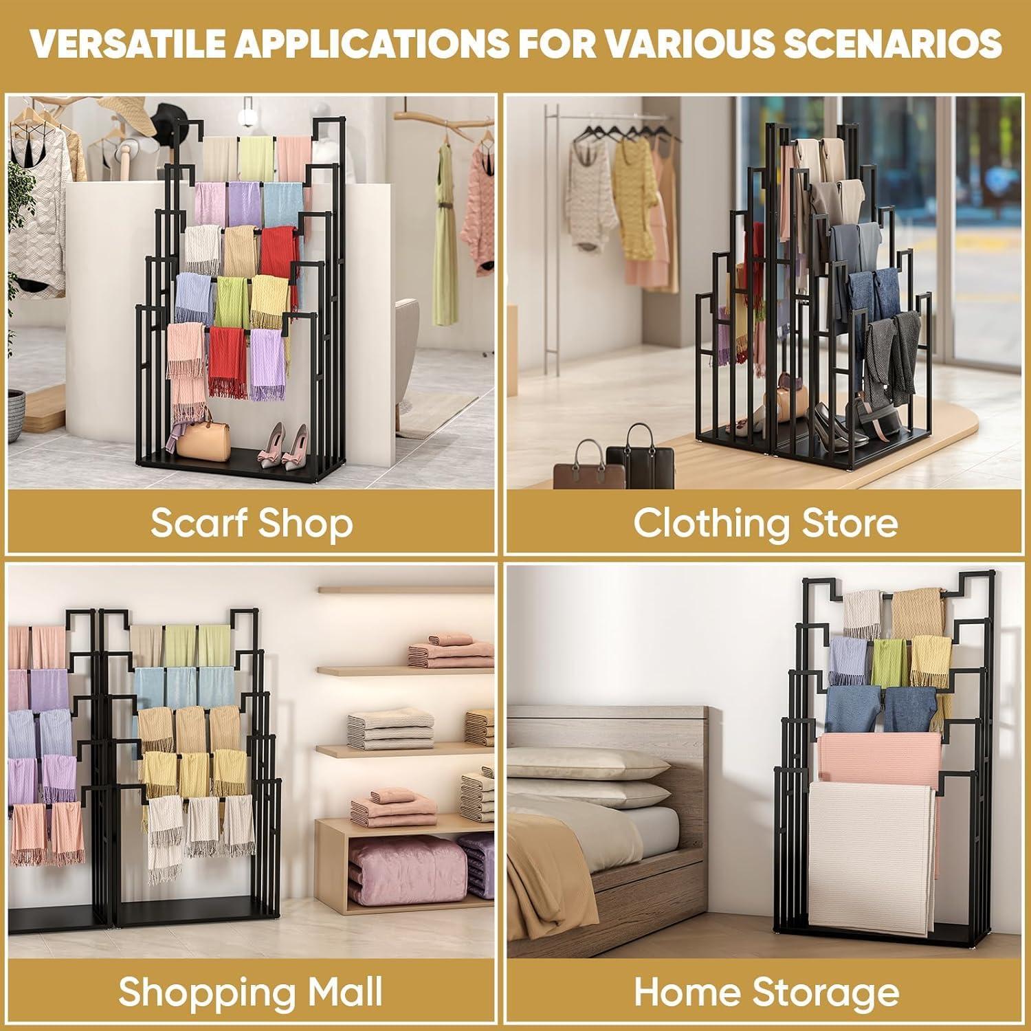 Soporte de Exhibición de Bufandas Tonchean 5 Niveles Metal Negro