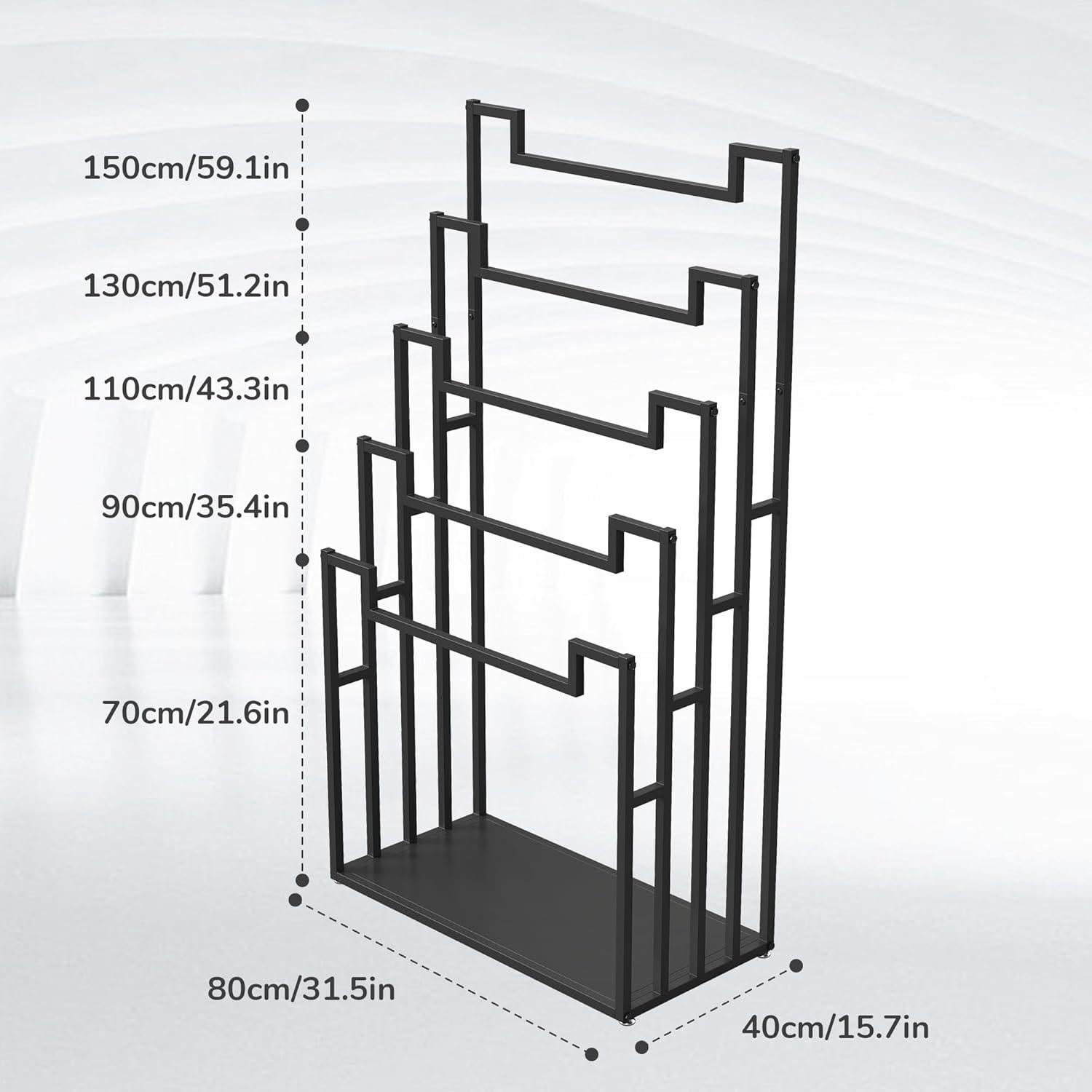 Soporte de exhibición de bufandas lesolar 5 niveles metal 150 cm