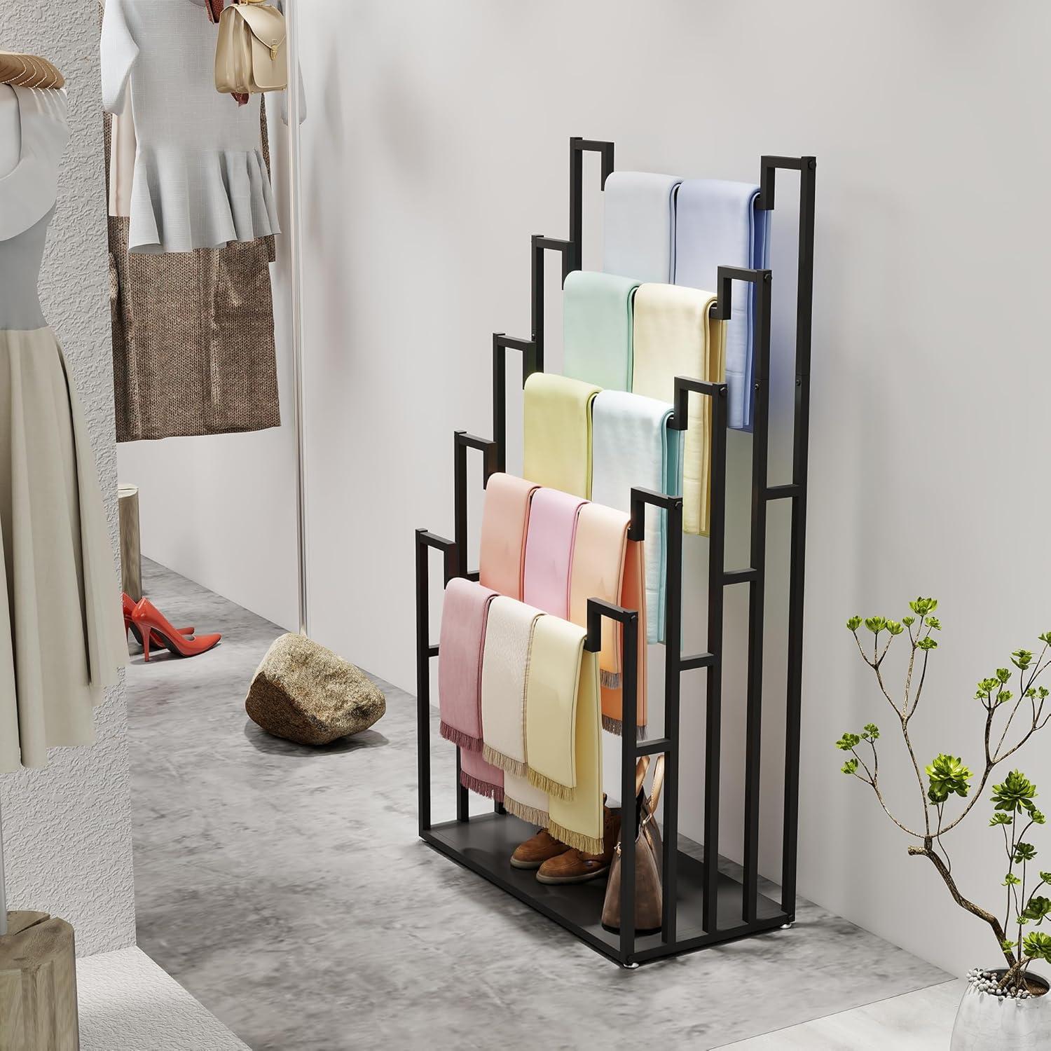 Soporte de exhibición de bufandas lesolar 5 niveles metal 150 cm