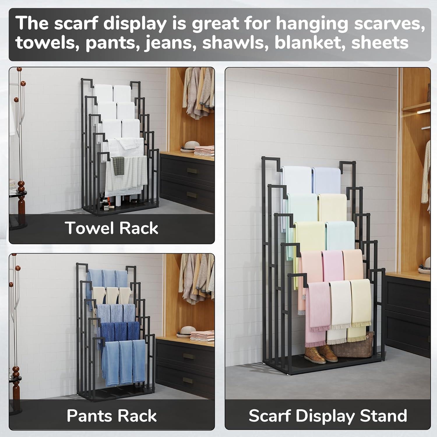 Soporte de exhibición de bufandas lesolar 5 niveles metal 150 cm