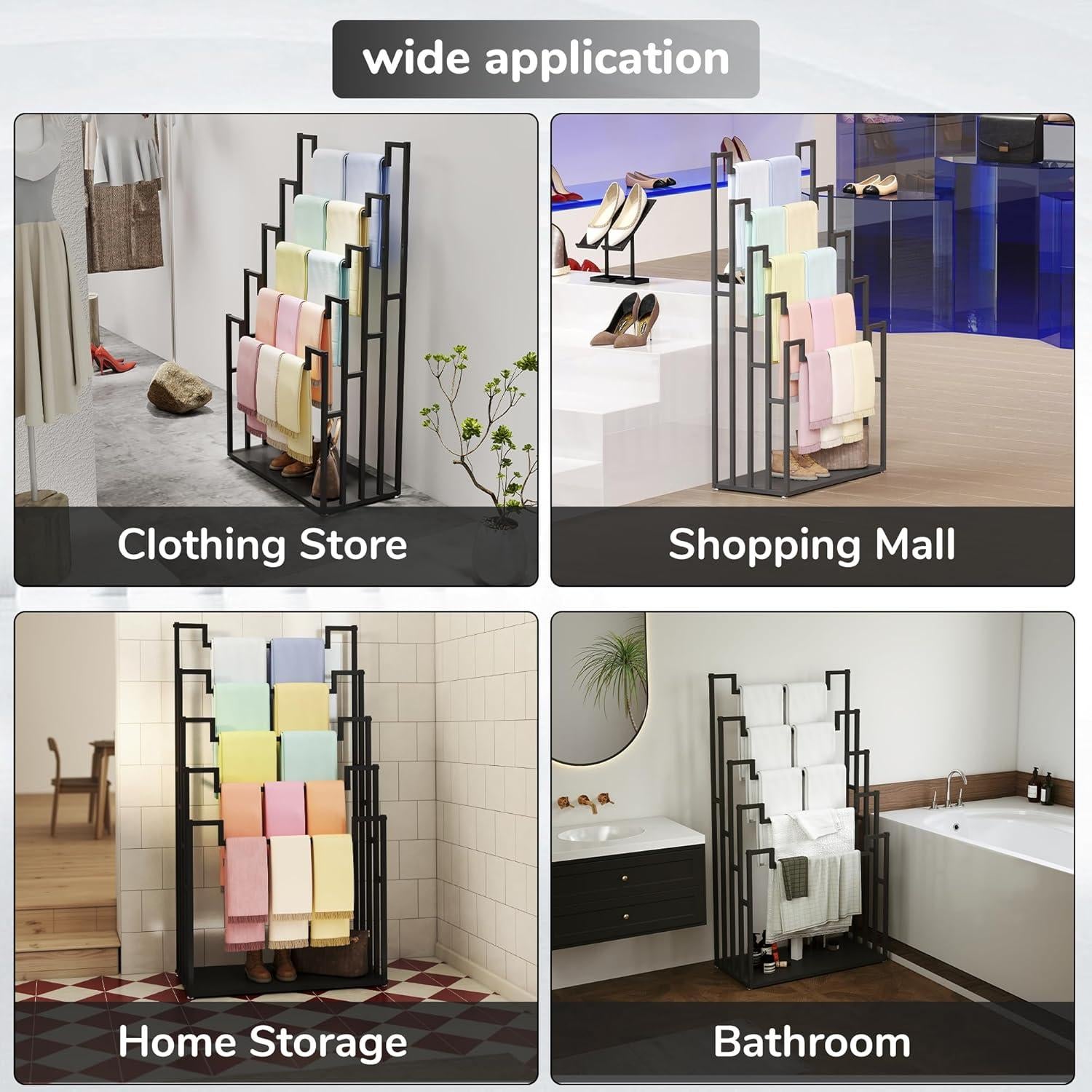 Soporte de exhibición de bufandas lesolar 5 niveles metal 150 cm