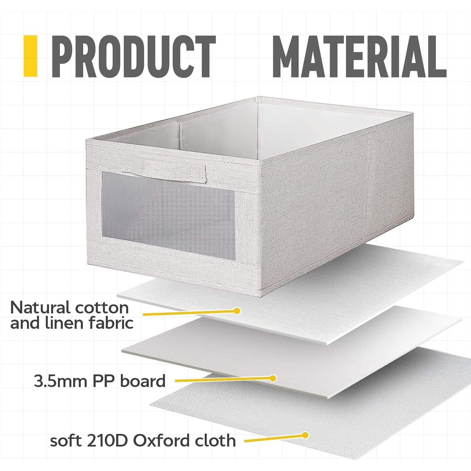 Cajas de Almacenamiento de Lino Beige CBJILWOF - Paquete de 4