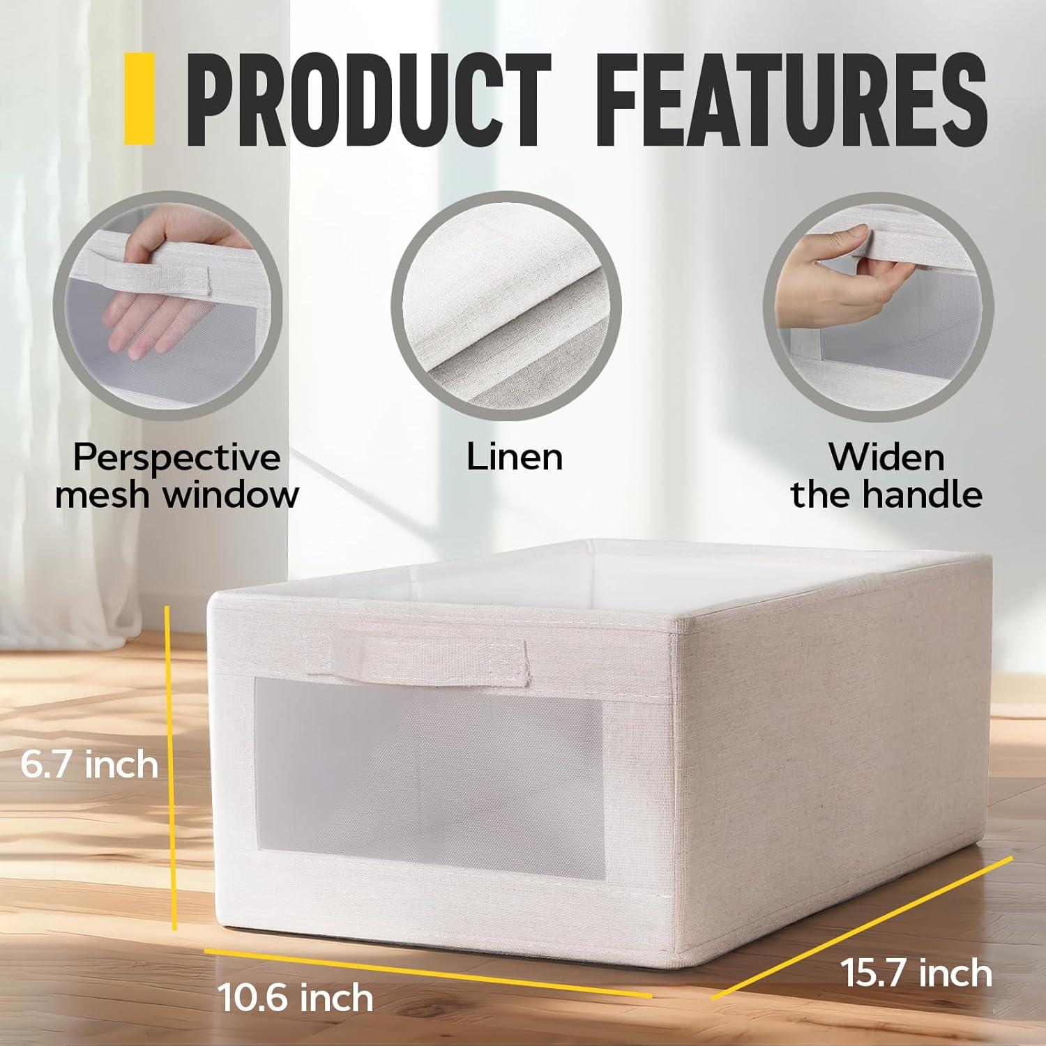 Cajas de Almacenamiento de Lino Beige CBJILWOF - Paquete de 4