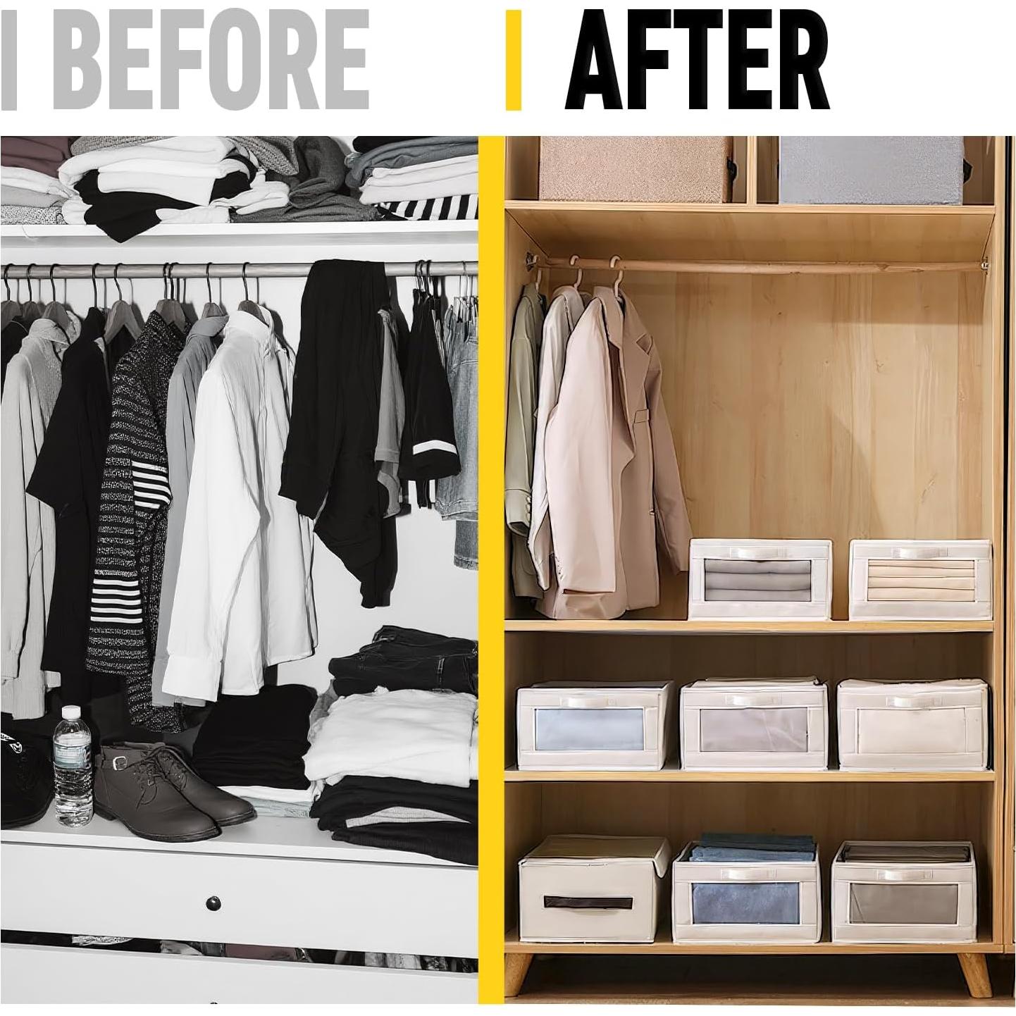 Cajas de Almacenamiento de Lino Beige CBJILWOF - Paquete de 4