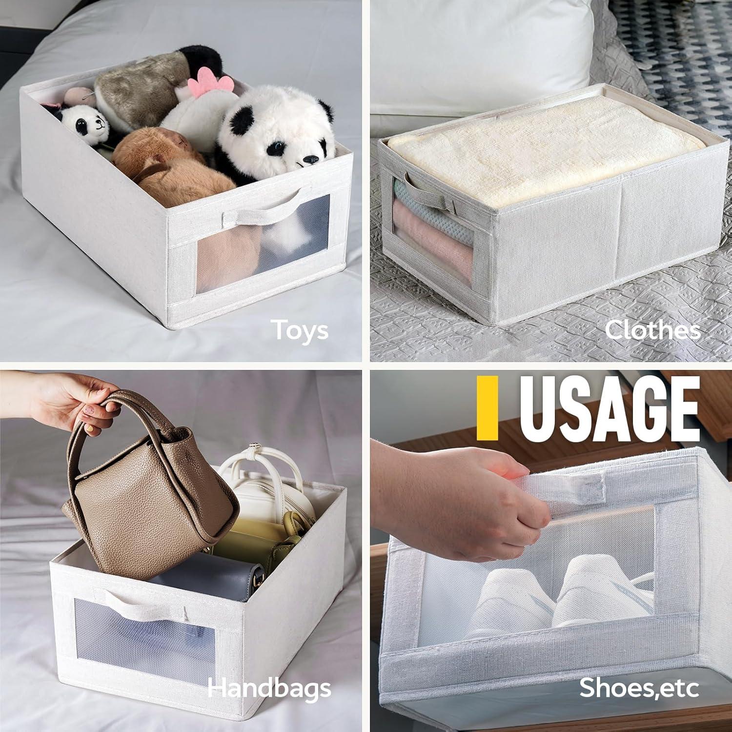 Cajas de Almacenamiento de Lino Beige CBJILWOF - Paquete de 4