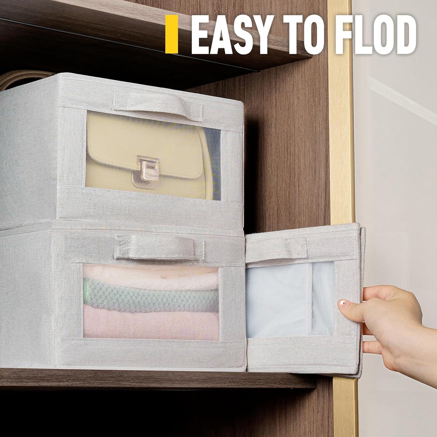 Cajas de Almacenamiento de Lino Beige CBJILWOF - Paquete de 4