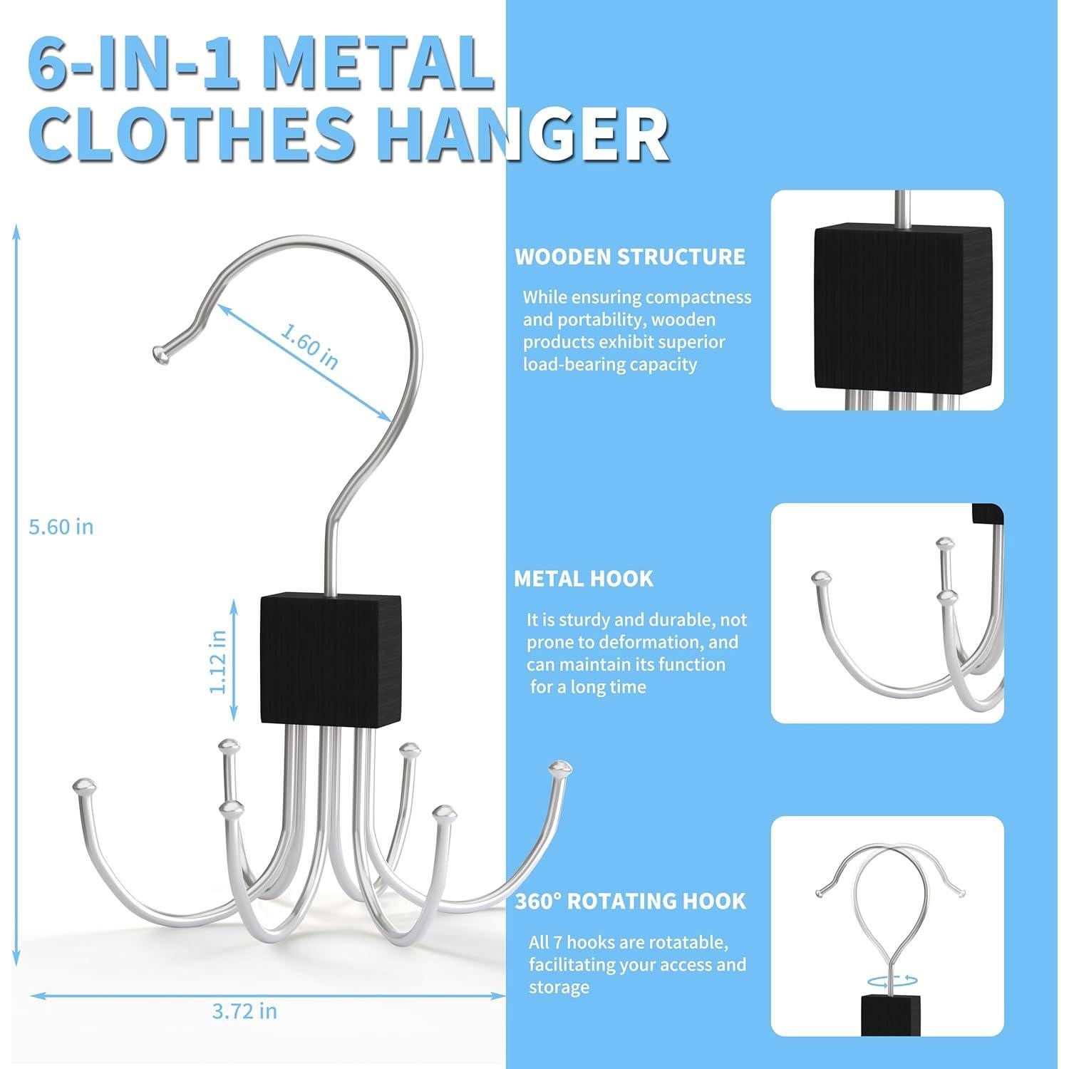 Perchero Rotatable Vizirwpfot para Sujetadores y Tops Negro