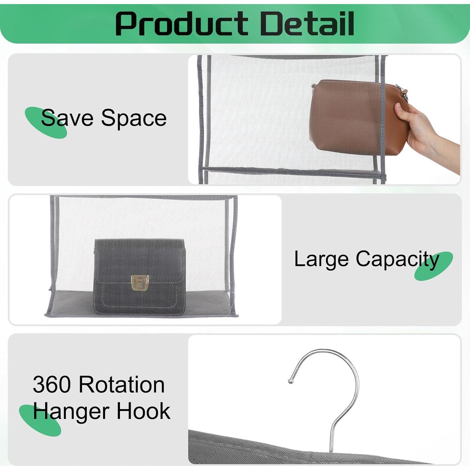 Organizador de bolso colgante uxcell gris 3 bolsillos 40x16x95cm