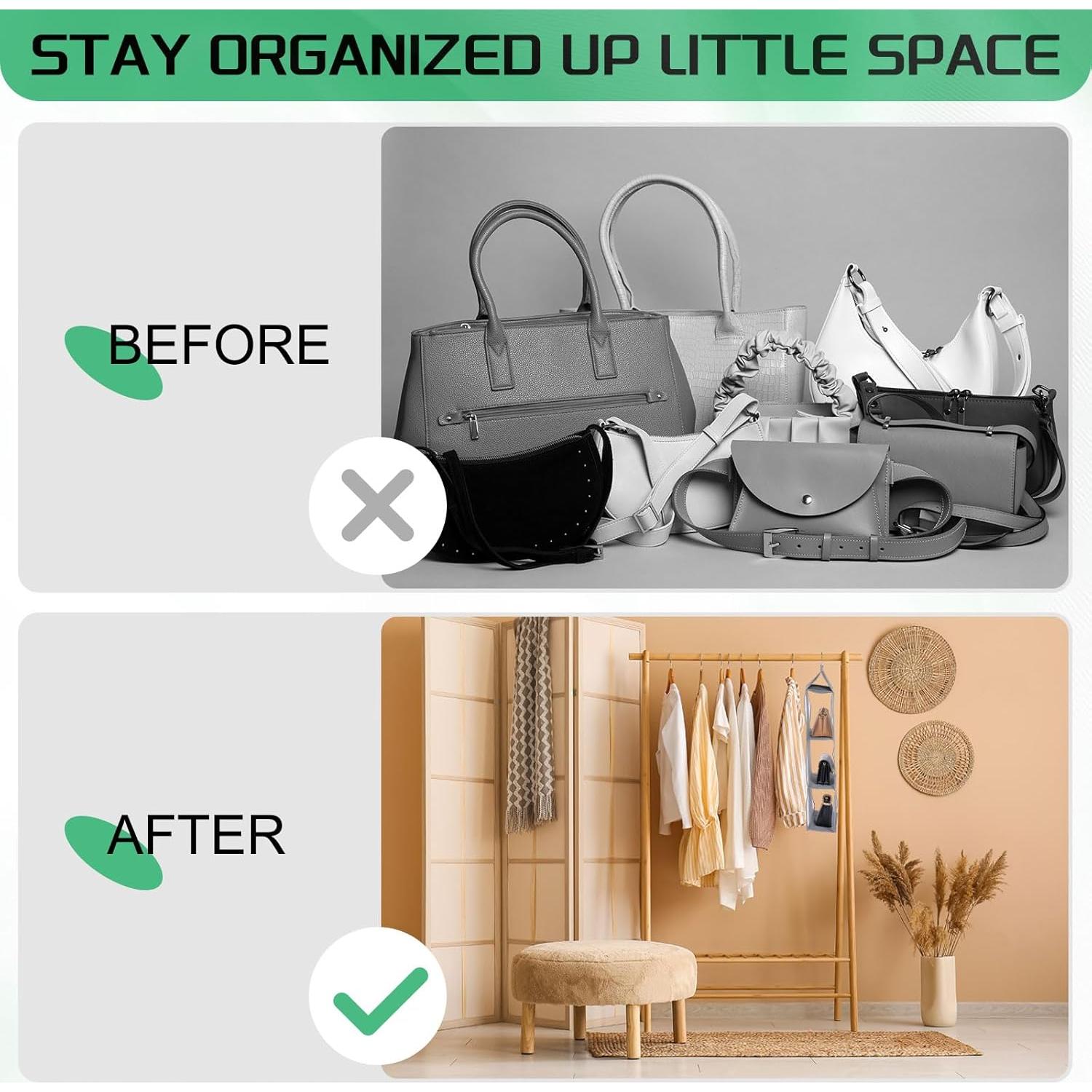 Organizador de bolso colgante uxcell gris 3 bolsillos 40x16x95cm