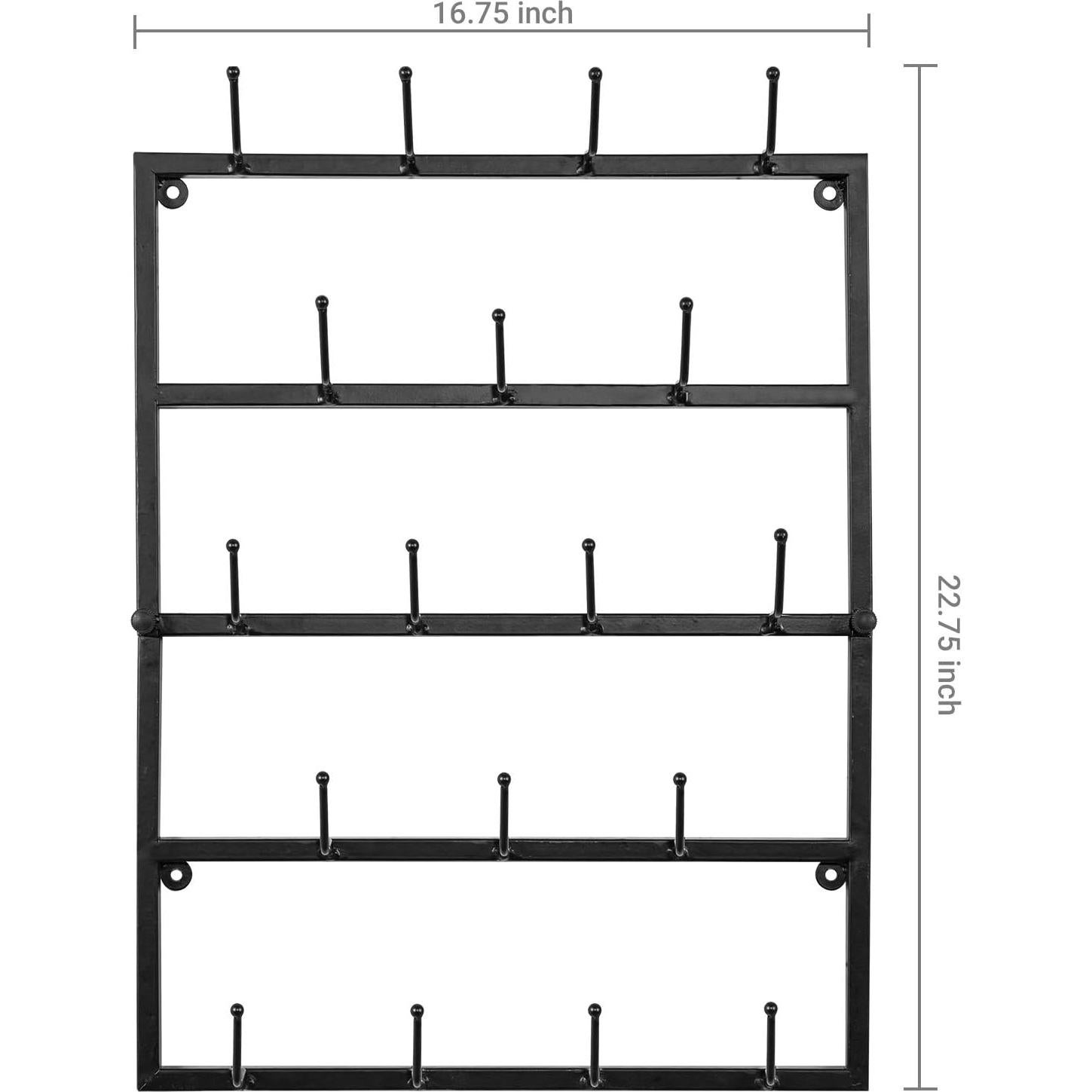 Soporte de Sombreros de Metal MyGift Negro Mate 18 Ganchos