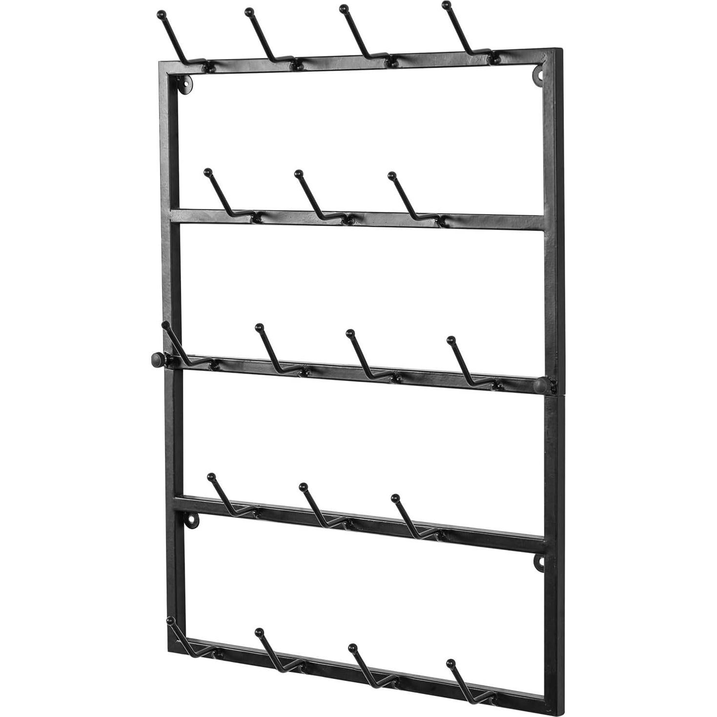 Soporte de Sombreros de Metal MyGift Negro Mate 18 Ganchos