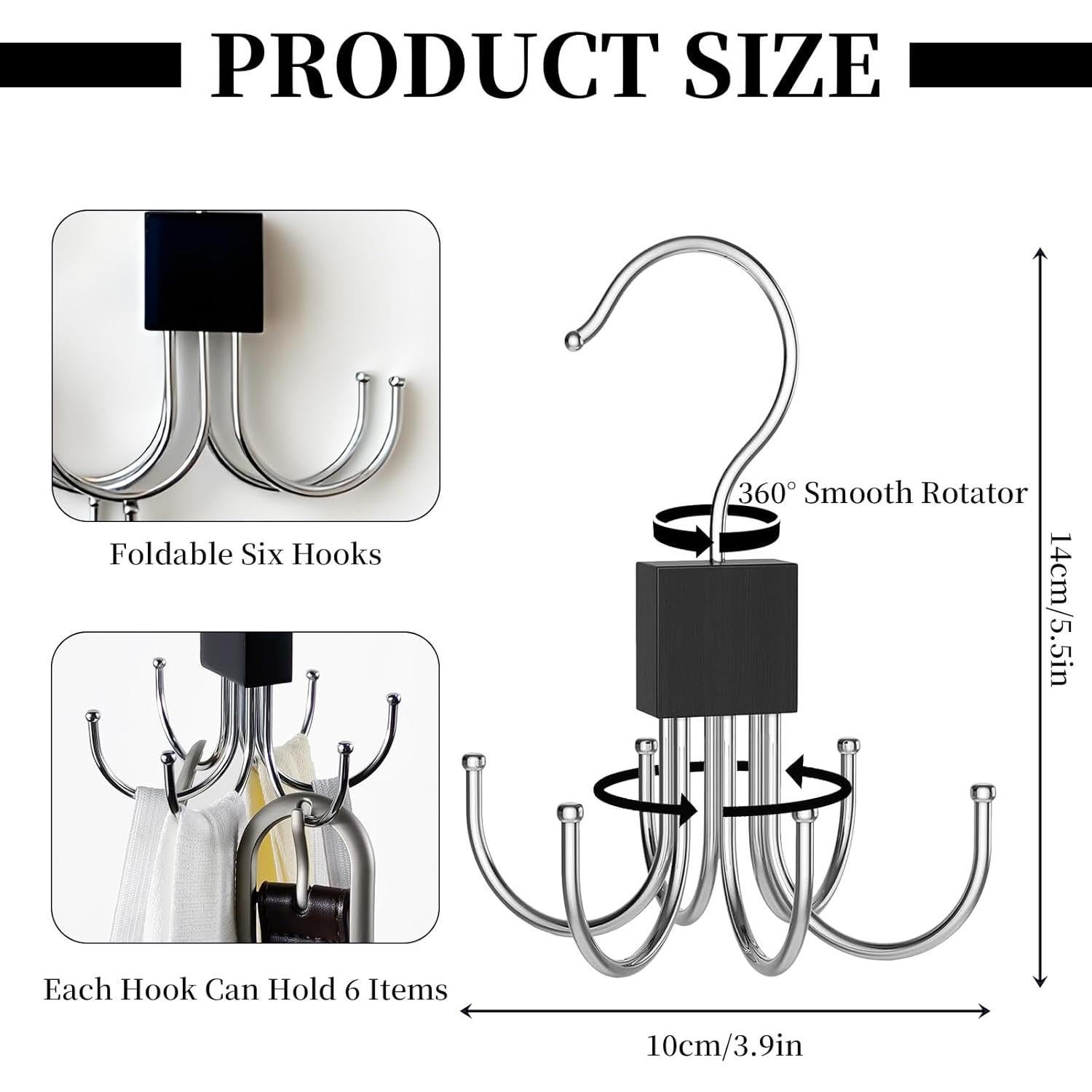 Organizador de Cinturones AYAWOW 2 Paquetes Metal Giratorio 360°