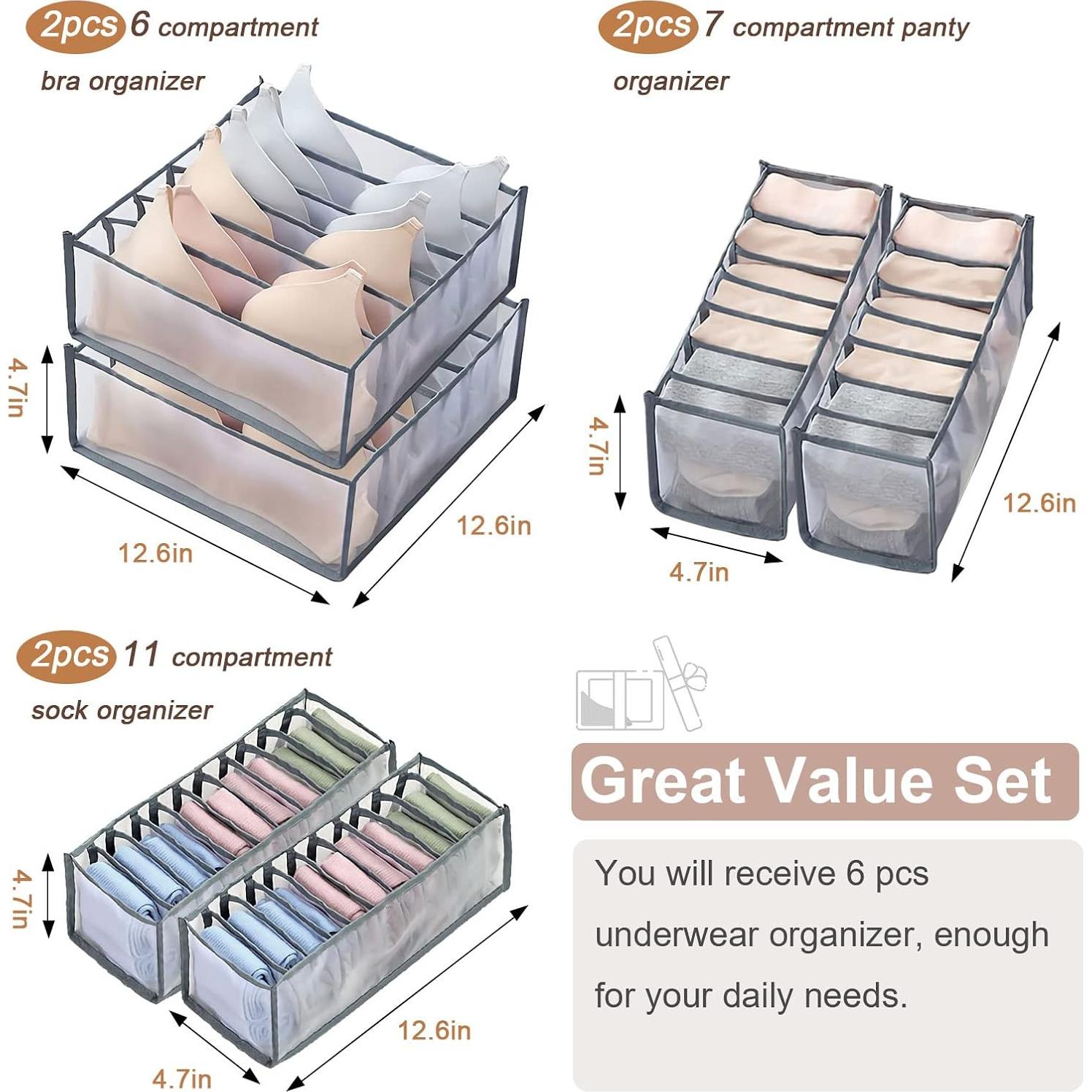 Organizador de Cajón GWSNIO 6 Pcs Plegable para Ropa Interior