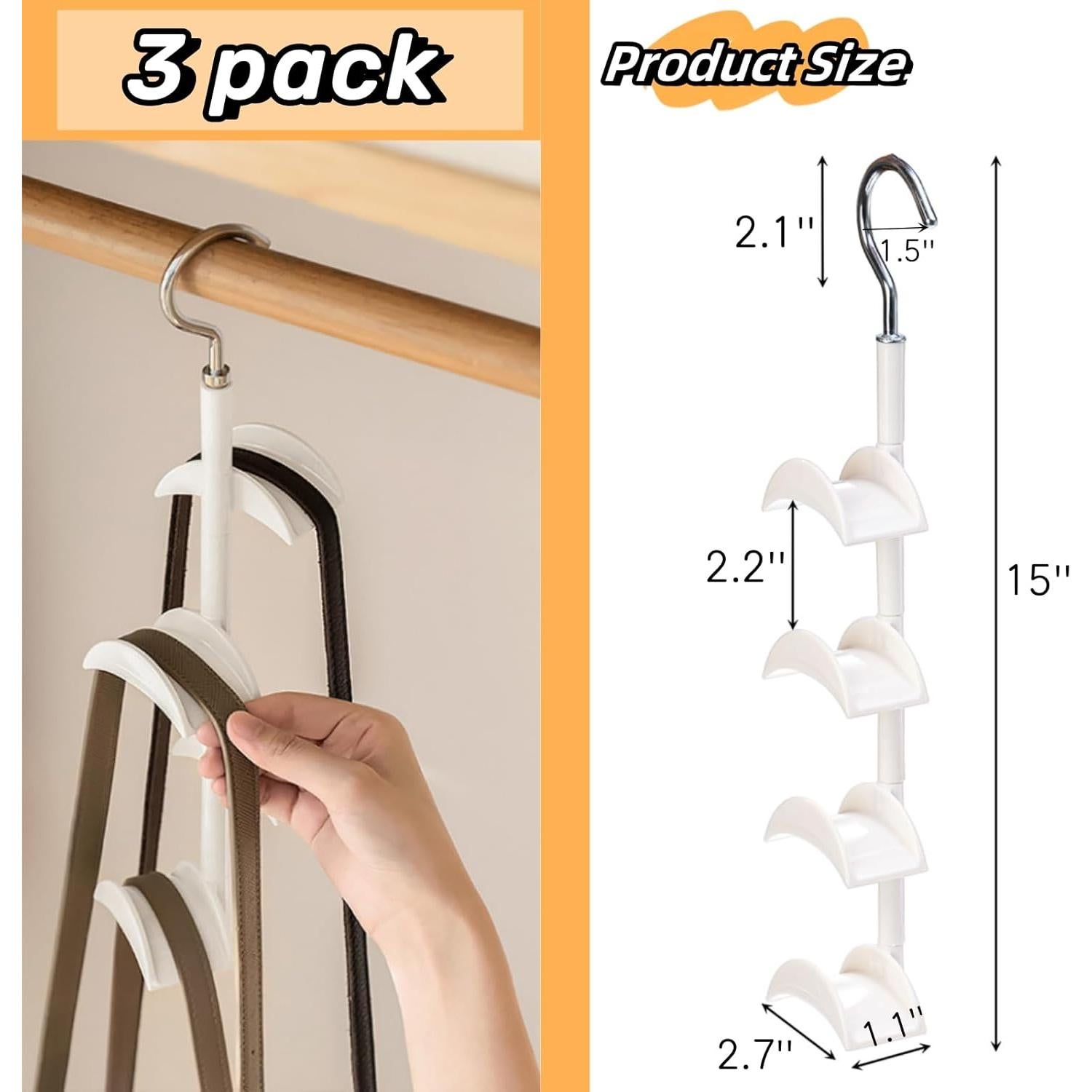 Soporte para Bolsos Lyellfe 3 Piezas Rotable 360° Blanco