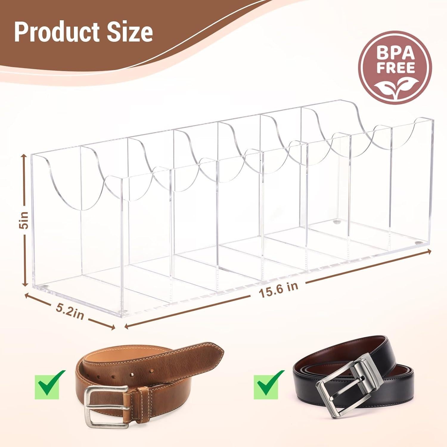 Organizador Acrílico JolyBay para Cinturones - 7 Compartimentos