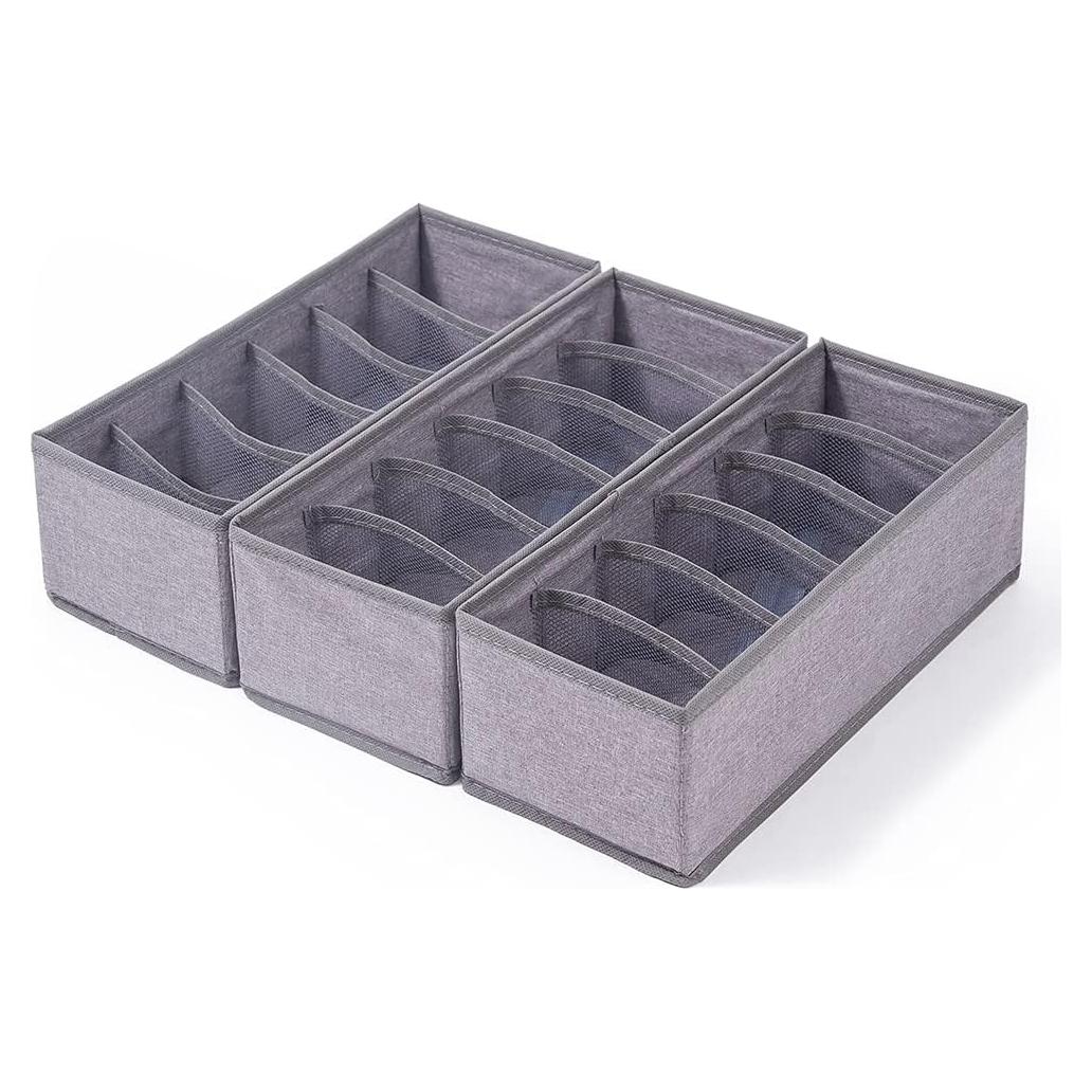 Organizador de Cajones Qozary 3 Pack 6 Celdas Plegable Gris