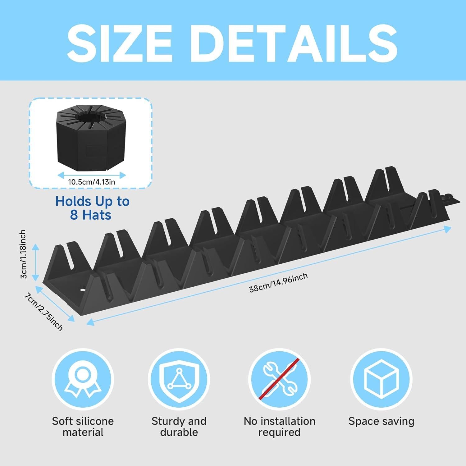 Organizador de Gorras REIKIYA Soporte de Silicona para 8 Gorras