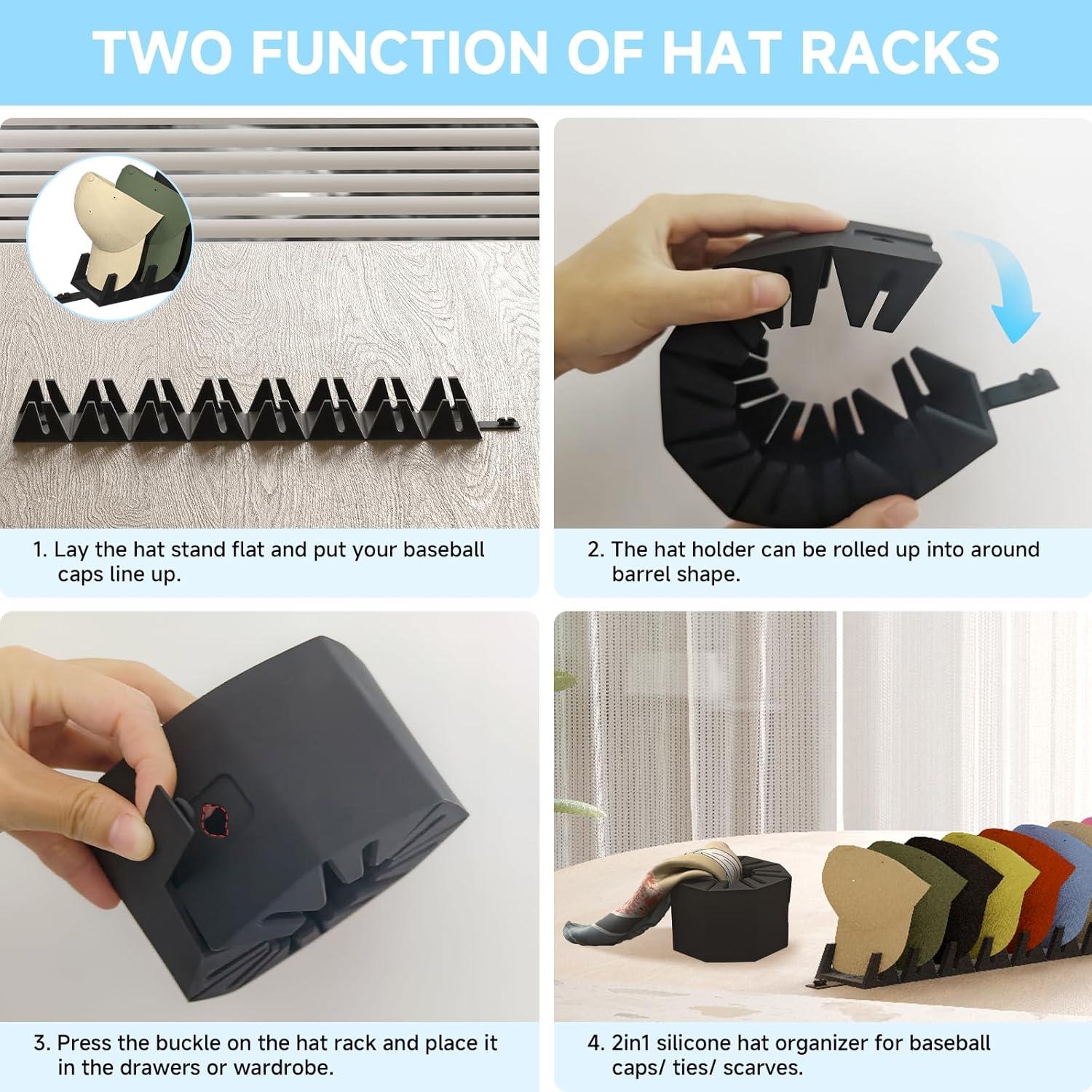 Organizador de Gorras REIKIYA Soporte de Silicona para 8 Gorras